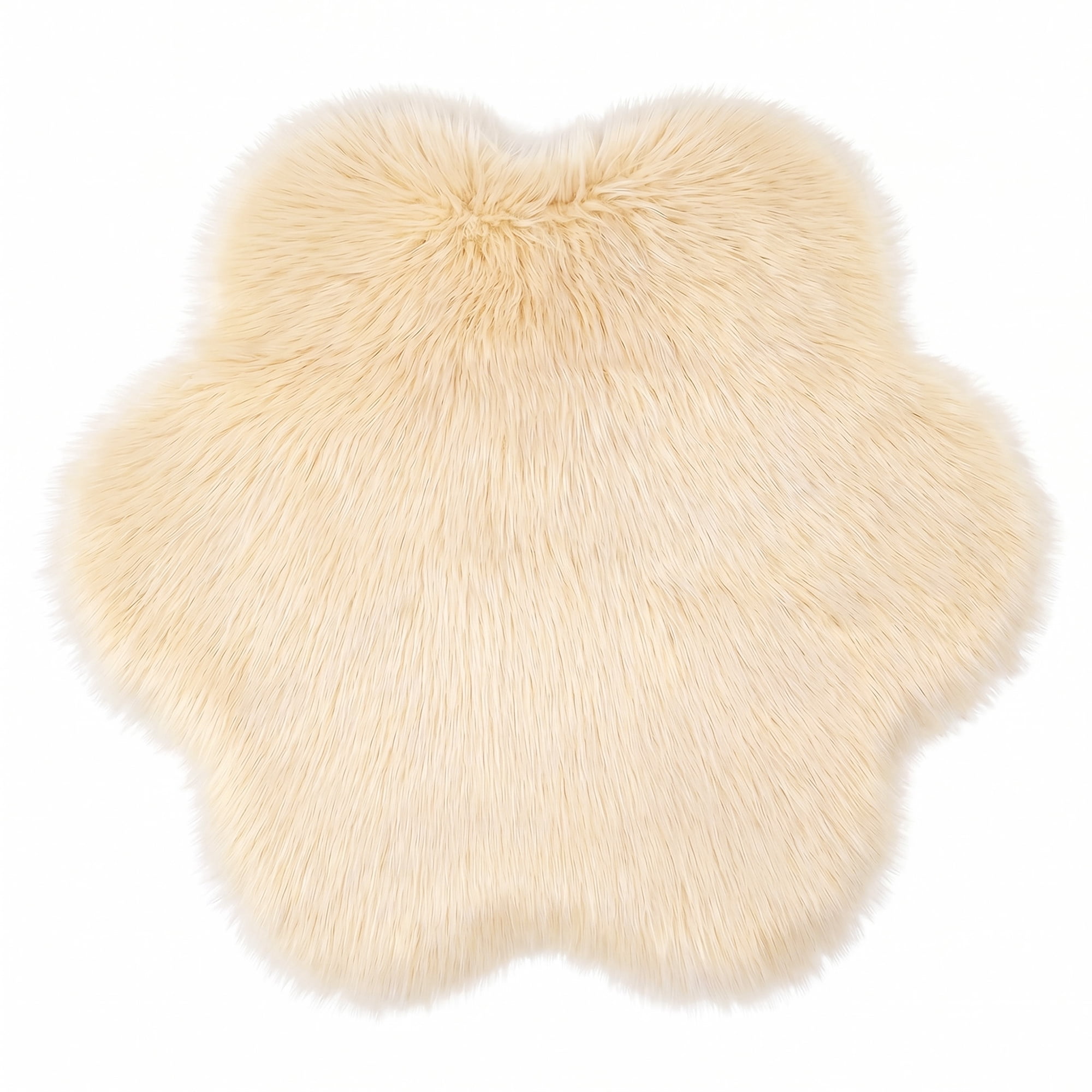 Unique Bargains Shaggy Flower Area Rug Fluffy Non-Slip Fuzzy Carpet 24" x 24" Beige