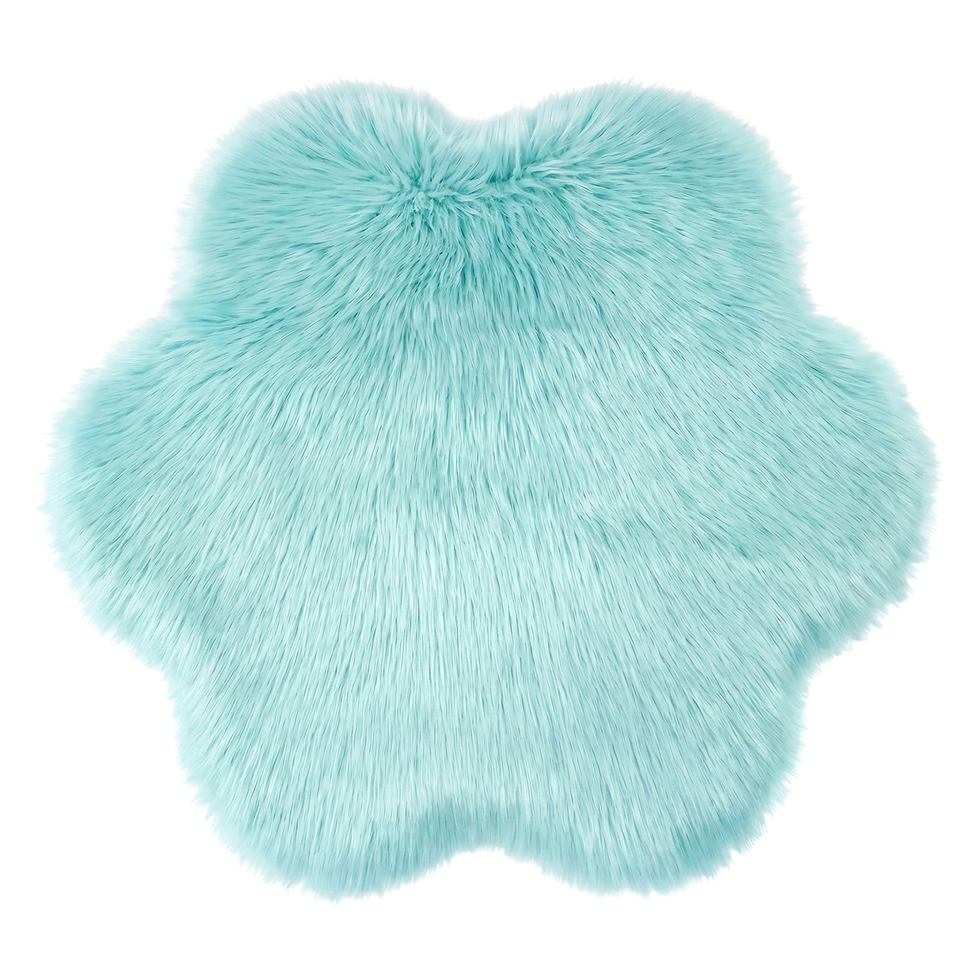 Unique Bargains Shaggy Flower Area Rug Fluffy Non-Slip Fuzzy Carpet 24" x 24" Light Blue