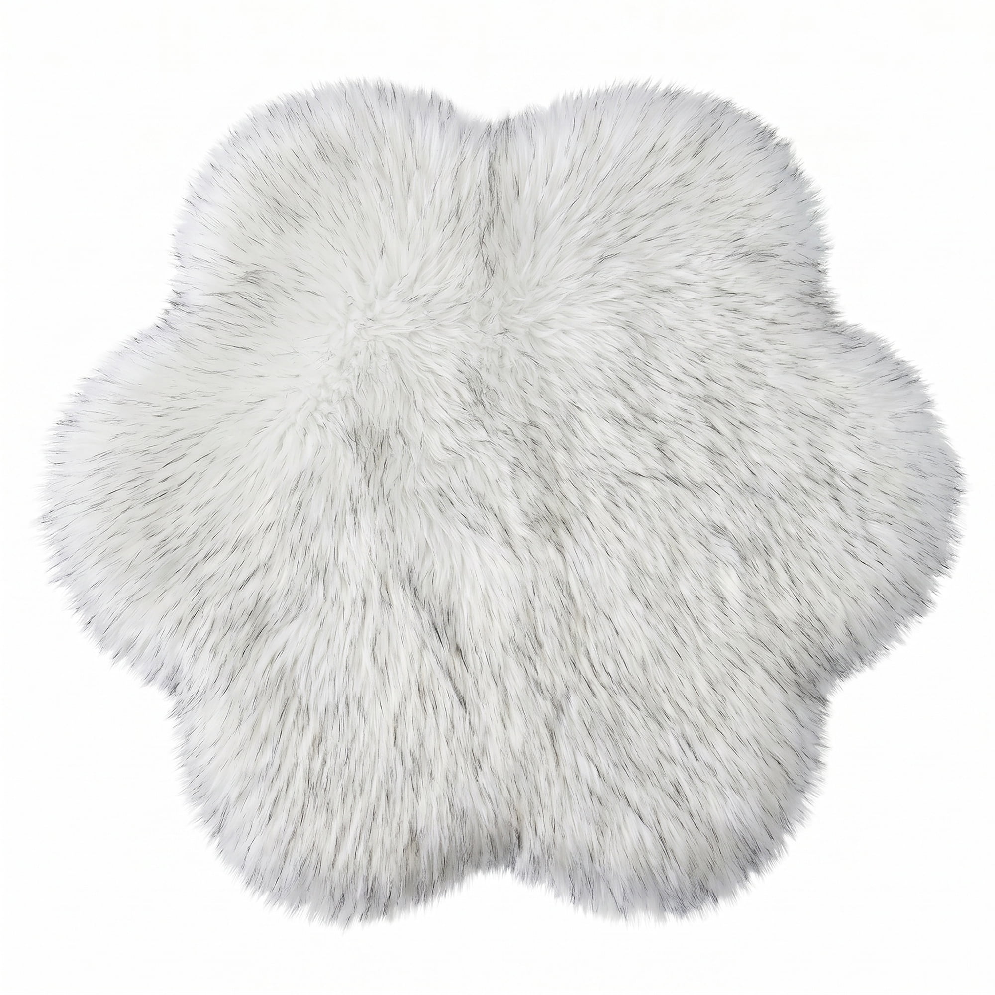 Unique Bargains Shaggy Flower Area Rug Fluffy Non-Slip Fuzzy Carpet 24" x 24" White Black