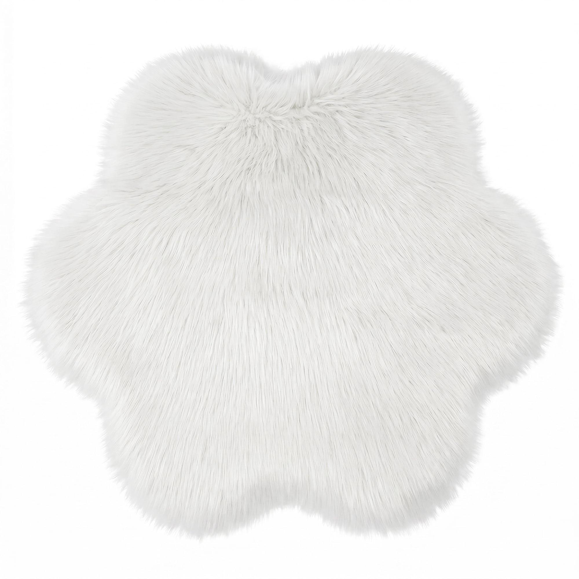 Unique Bargains Shaggy Flower Area Rug Fluffy Non-Slip Fuzzy Carpet 24" x 24" White