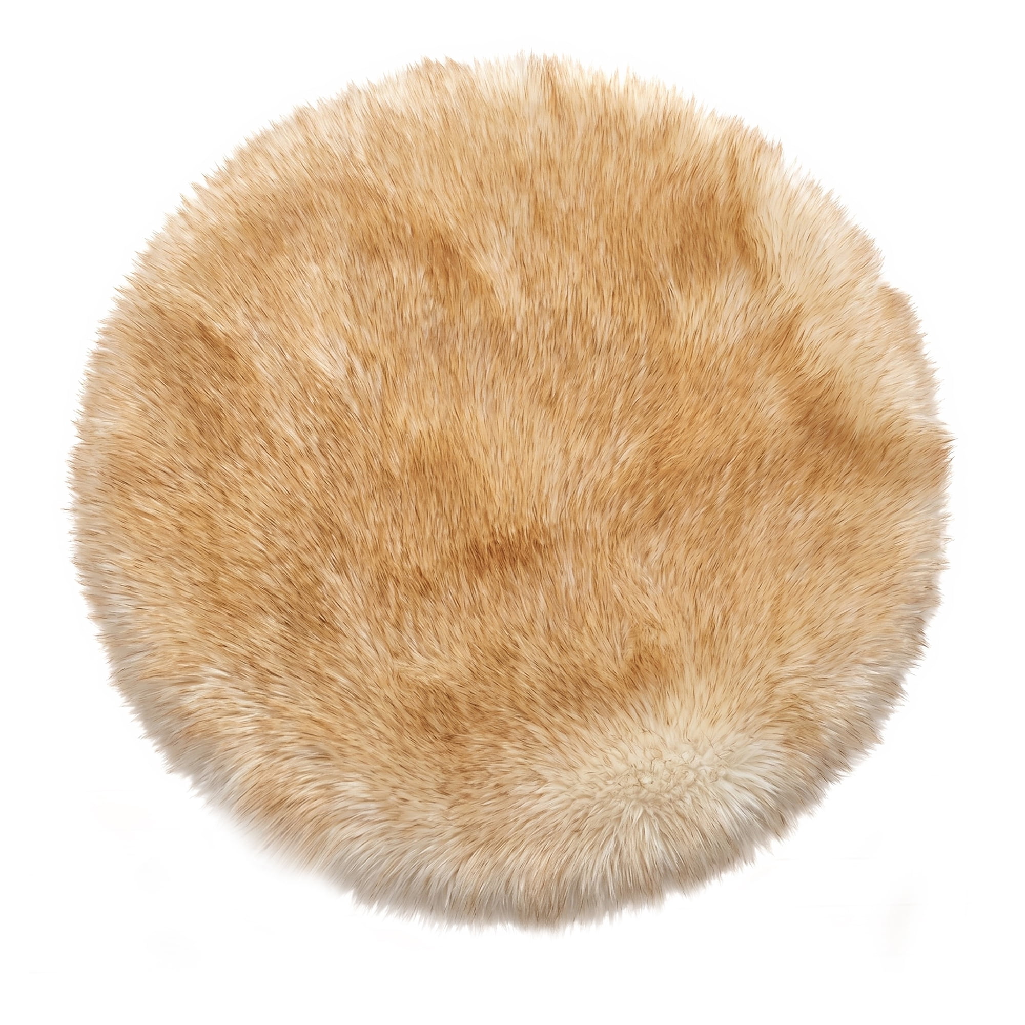 Unique Bargains Shaggy Round Area Rug Fluffy Non-Slip Fuzzy Carpet 20" x 20" White Yellow