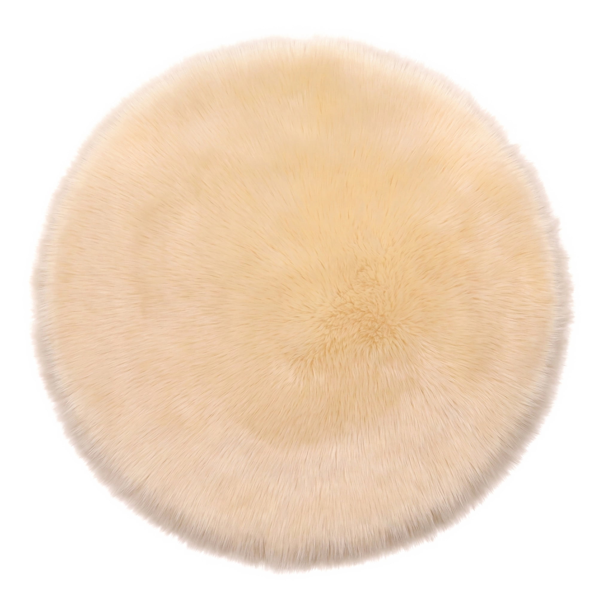 Unique Bargains Shaggy Round Area Rug Fluffy Non-Slip Fuzzy Carpet 28" x 28" Beige Yellow