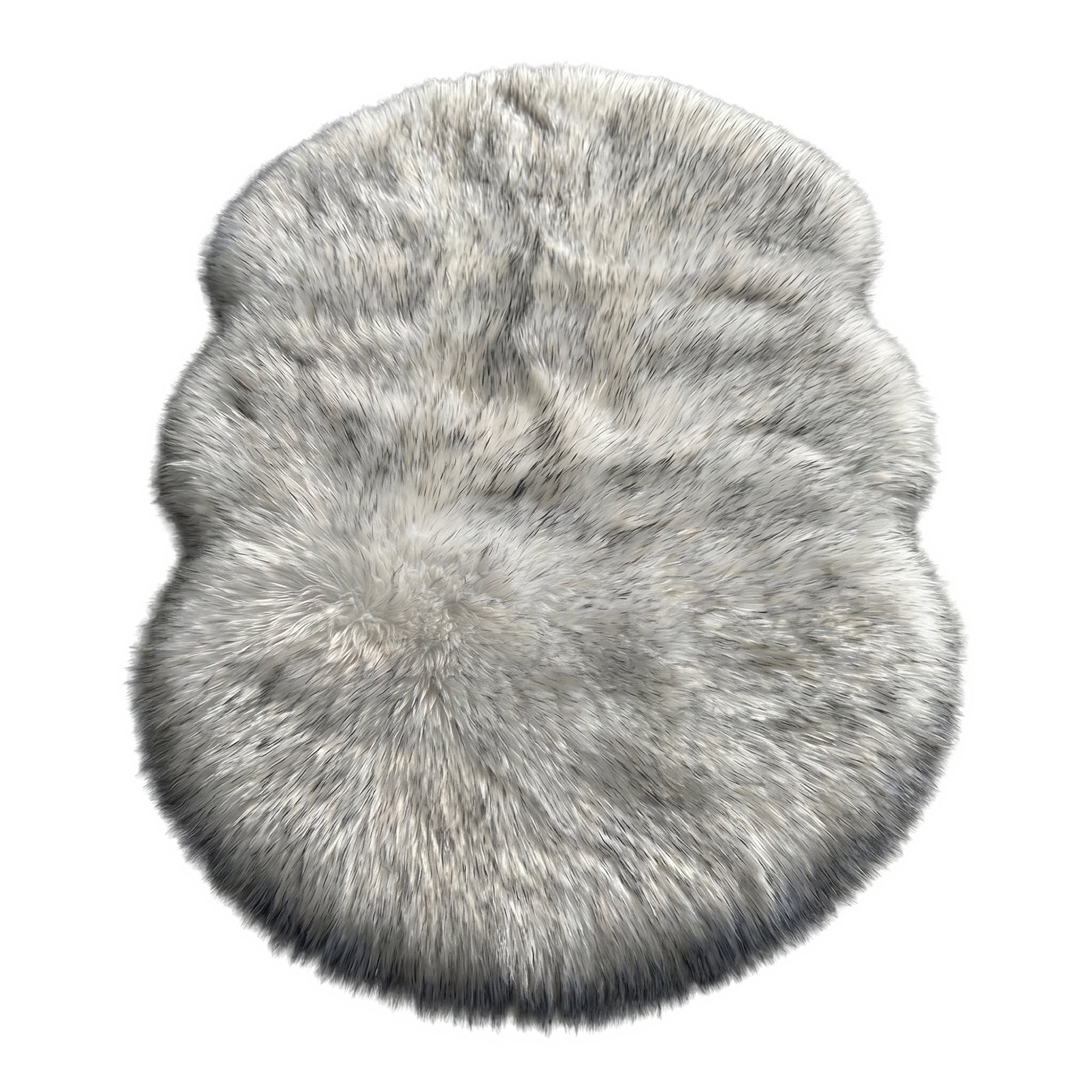 Unique Bargains Ultra Fluffy Bedroom Non Slip Fuzzy Shaggy Area Rug 35" x 24" White Black