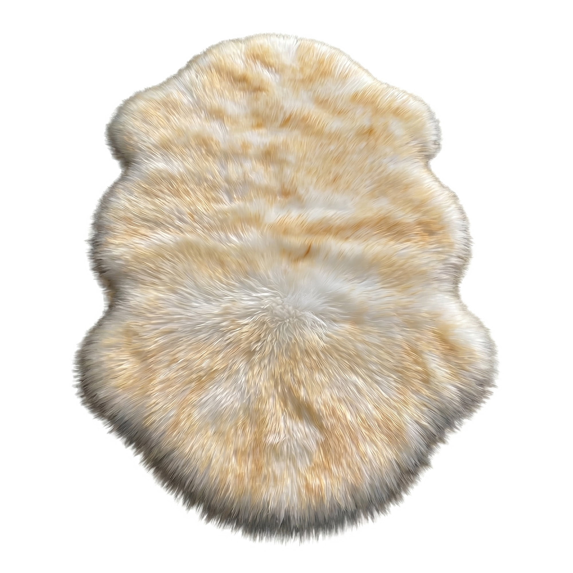 Unique Bargains Ultra Fluffy Bedroom Non Slip Fuzzy Shaggy Area Rug 35" x 24" White Yellow