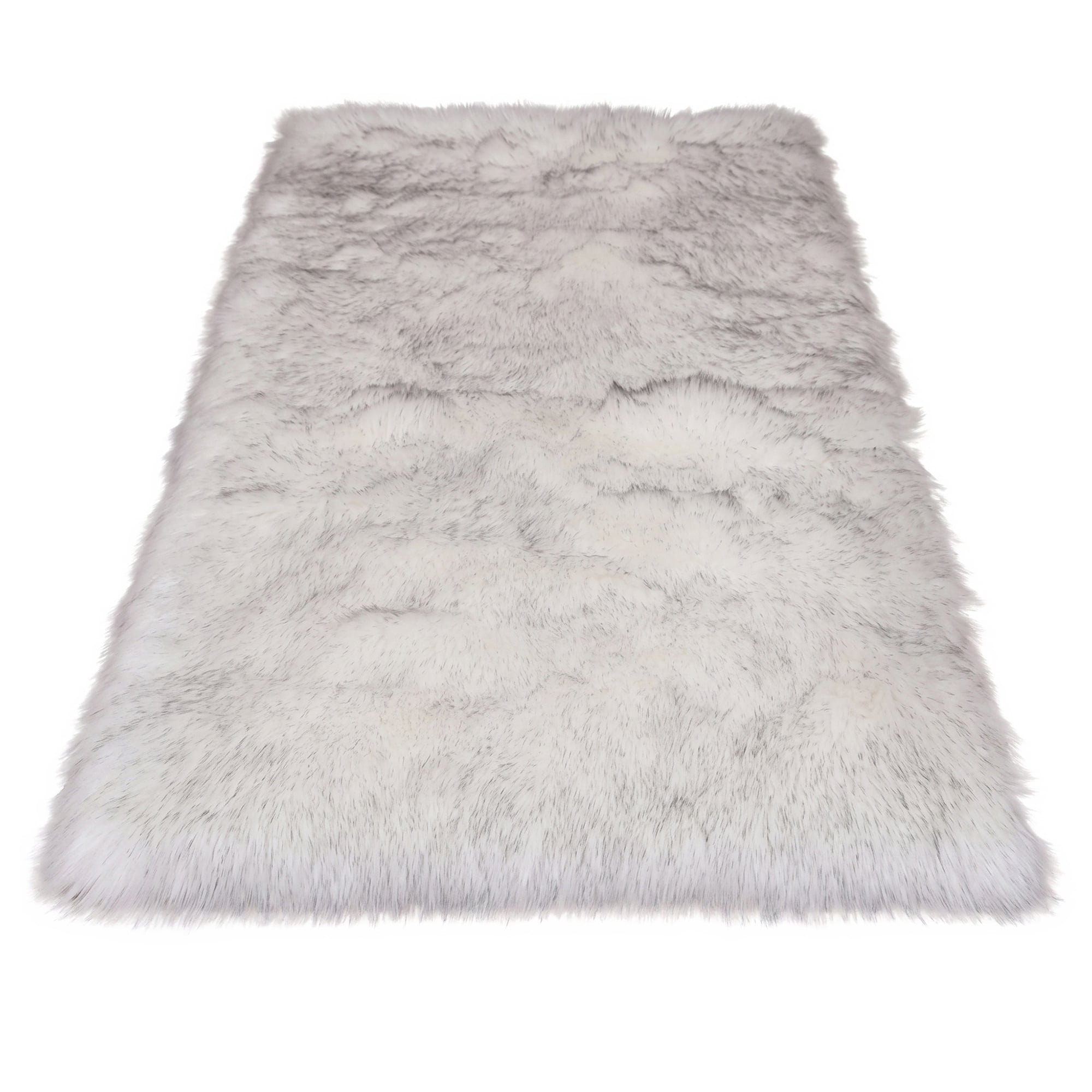 Unique Bargains Shaggy Area Rug Ultra Fluffy Non Slip Fuzzy Carpet 32" x 20" White Gray