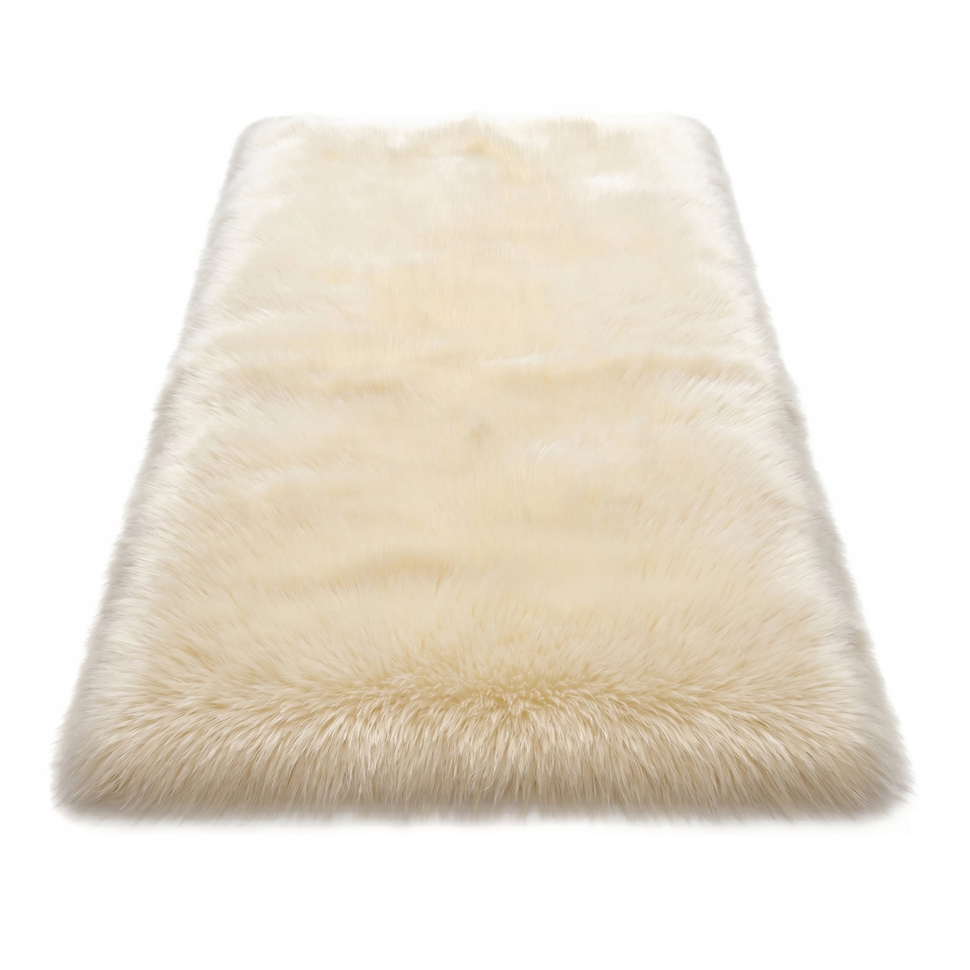 Unique Bargains Shaggy Area Rug Ultra Fluffy Non Slip Fuzzy Carpet 24" x 16" Beige