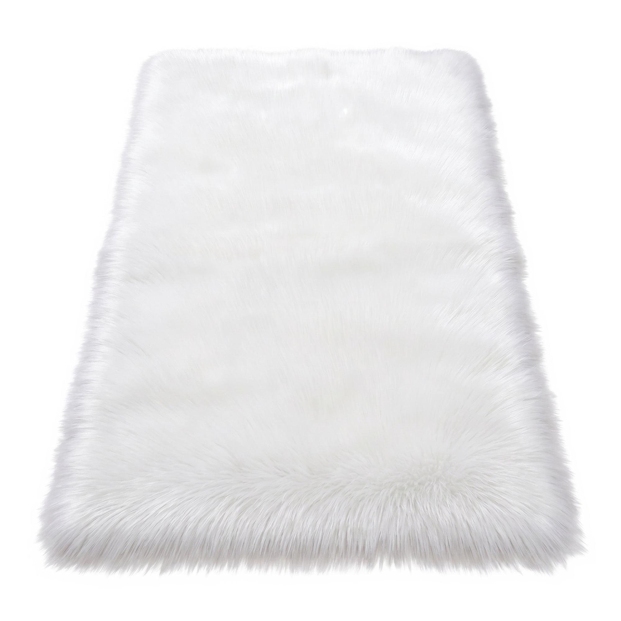 Unique Bargains Shaggy Area Rug Ultra Fluffy Non Slip Fuzzy Carpet 24" x 16" White