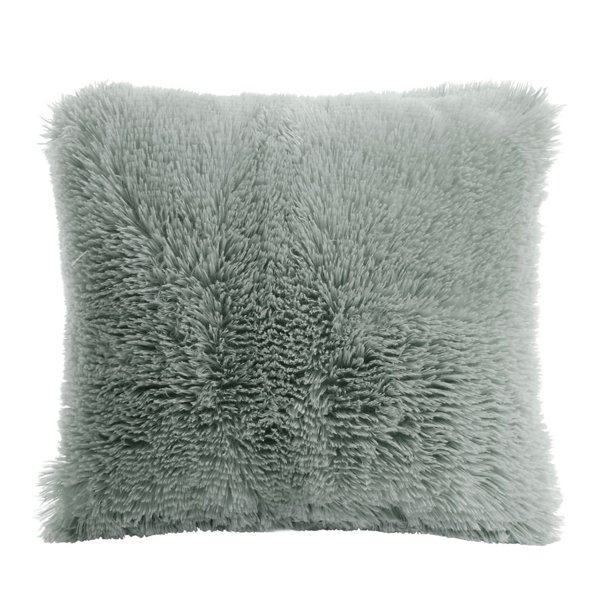 Unique Bargains Shaggy Decorative Throw Pillow Cover Gray 20" x 20