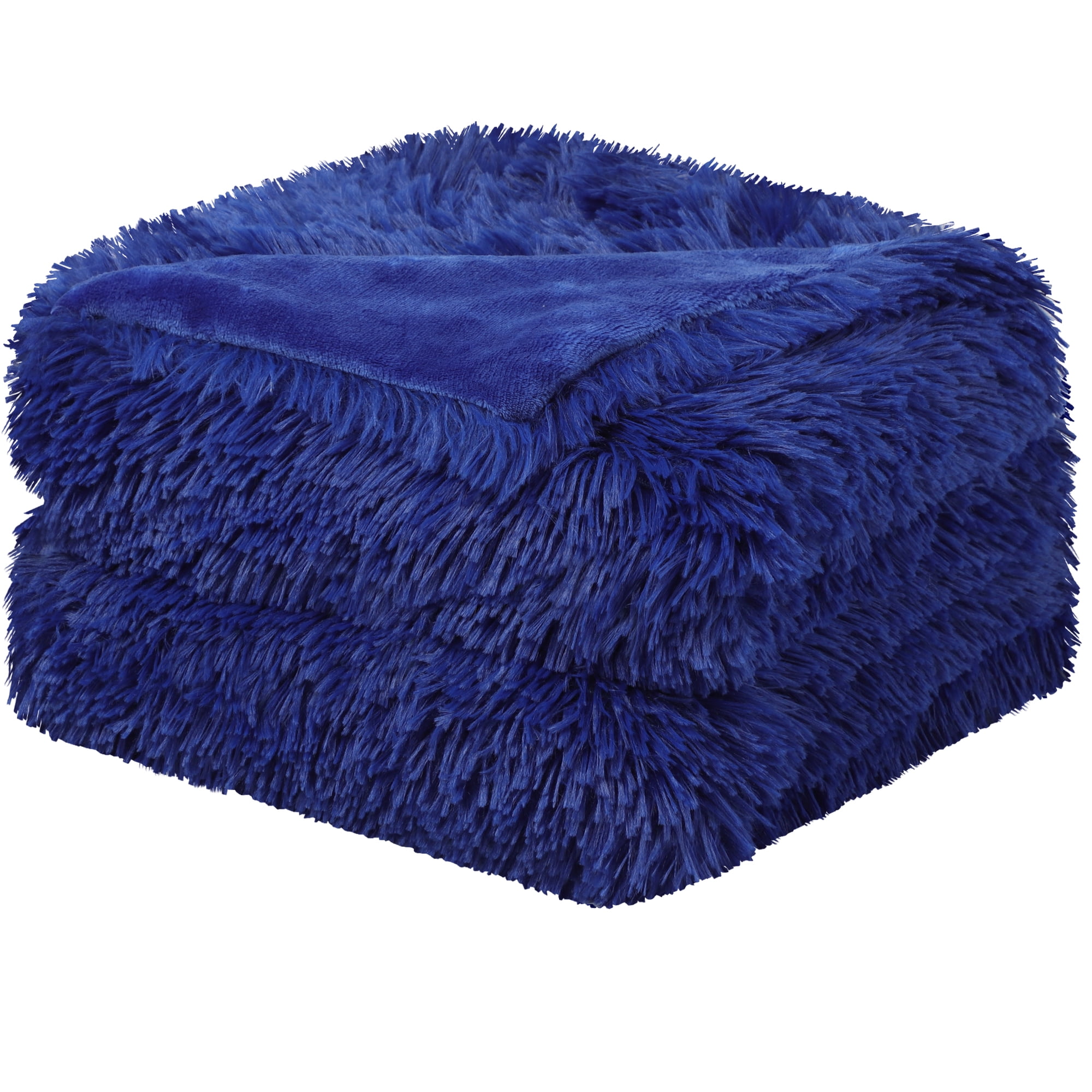 Unique Bargains Shaggy Microfiber Bed Throw Blanket Royal Blue 59" x 79