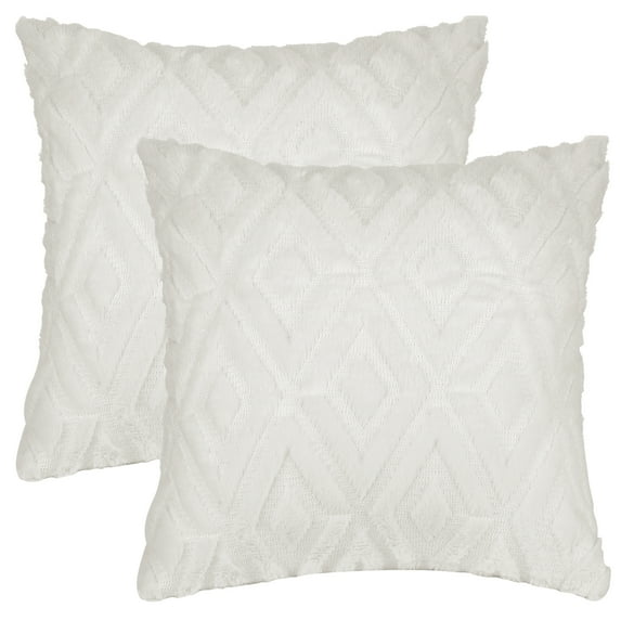 Unique Bargains Shaggy Plush Throw Pillow Covers Couch Pillow Covers (2 Count) Beige-1 20" x 20"