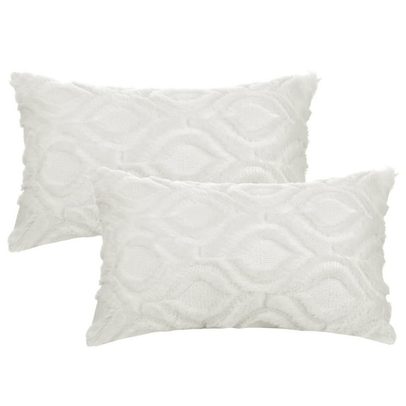 Unique Bargains Shaggy Plush Throw Pillow Covers Couch Pillow Covers (2 Count) Beige-2 12" x 20"