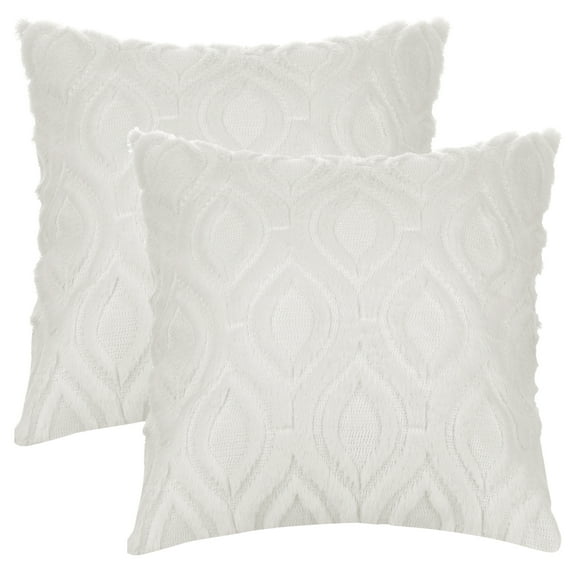 Unique Bargains Shaggy Plush Throw Pillow Covers Couch Pillow Covers (2 Count) Beige-2 16" x 16"