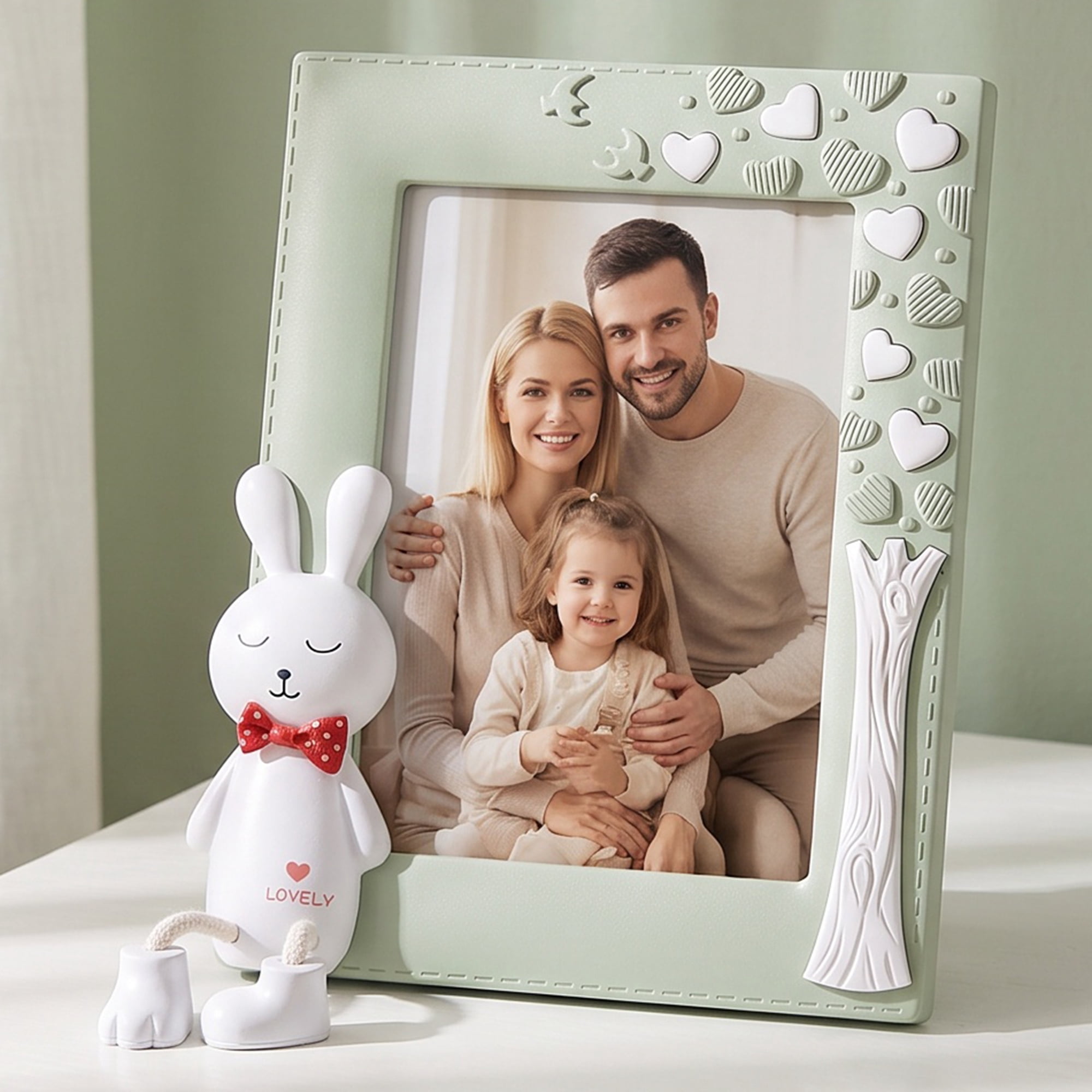 Unique Bargains Shatterproof Plastic Photo Frame Light Green Place Vertically 5" x 7"