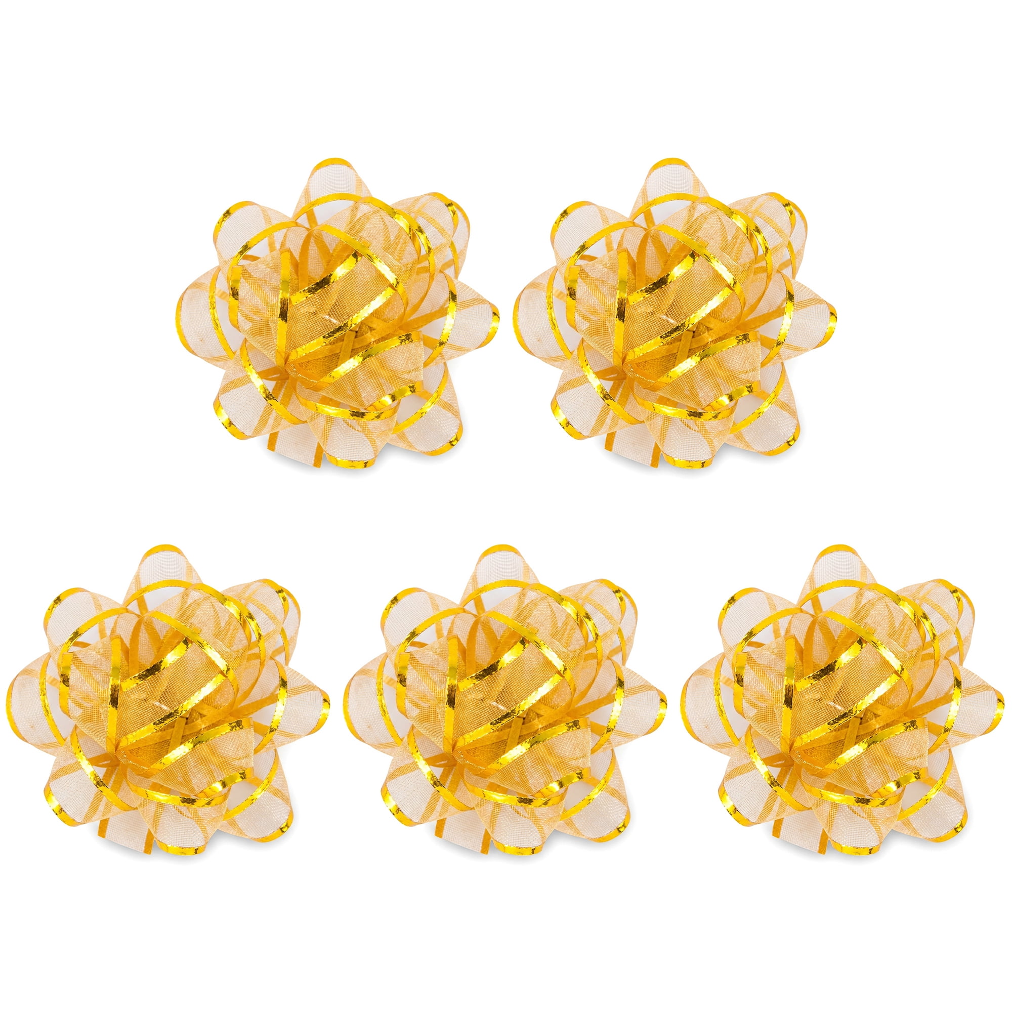 Unique Bargains Sheer Organza Gift Wrapping Bows for Weddings and Celebrations Gold