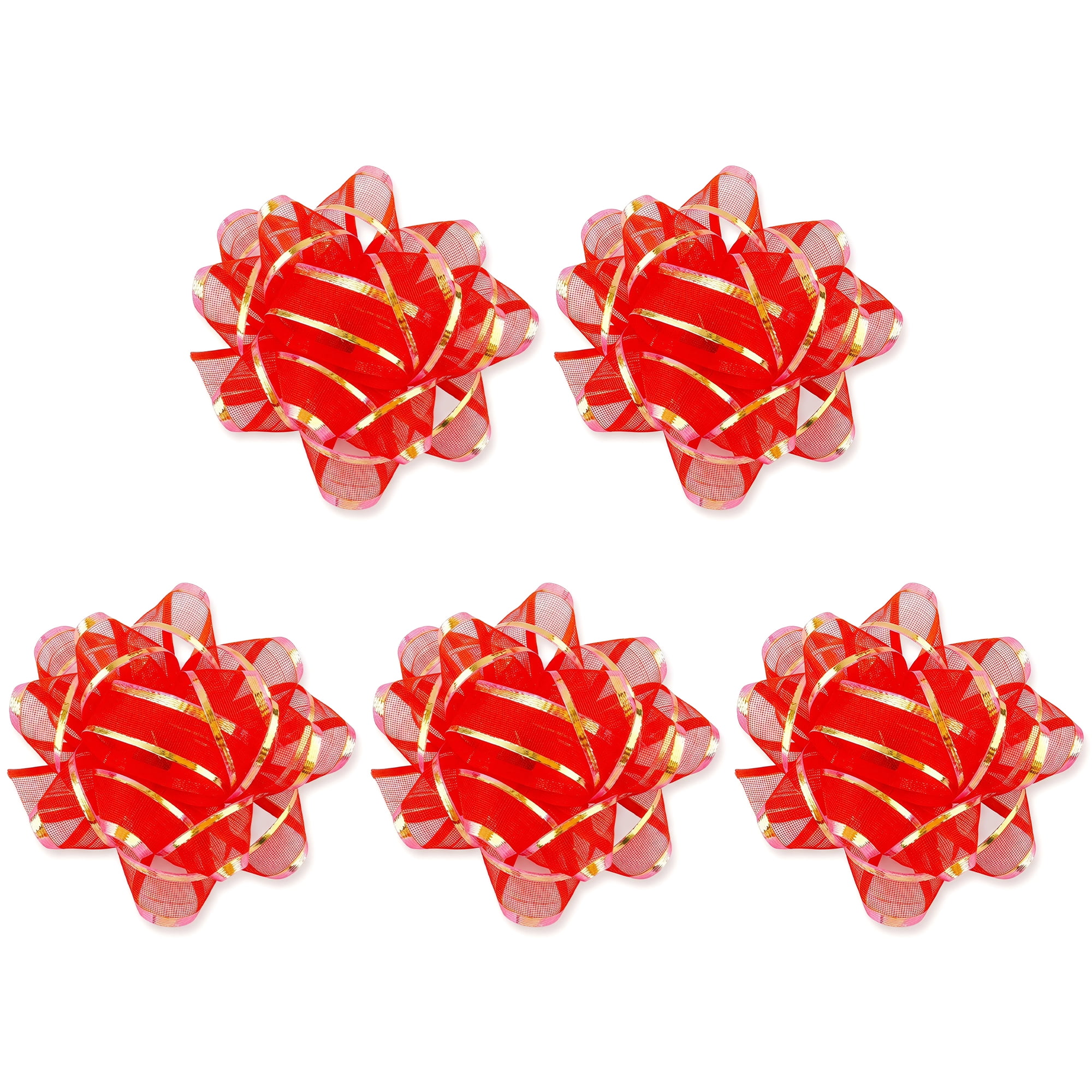 Unique Bargains Sheer Organza Gift Wrapping Bows for Weddings and Celebrations Red