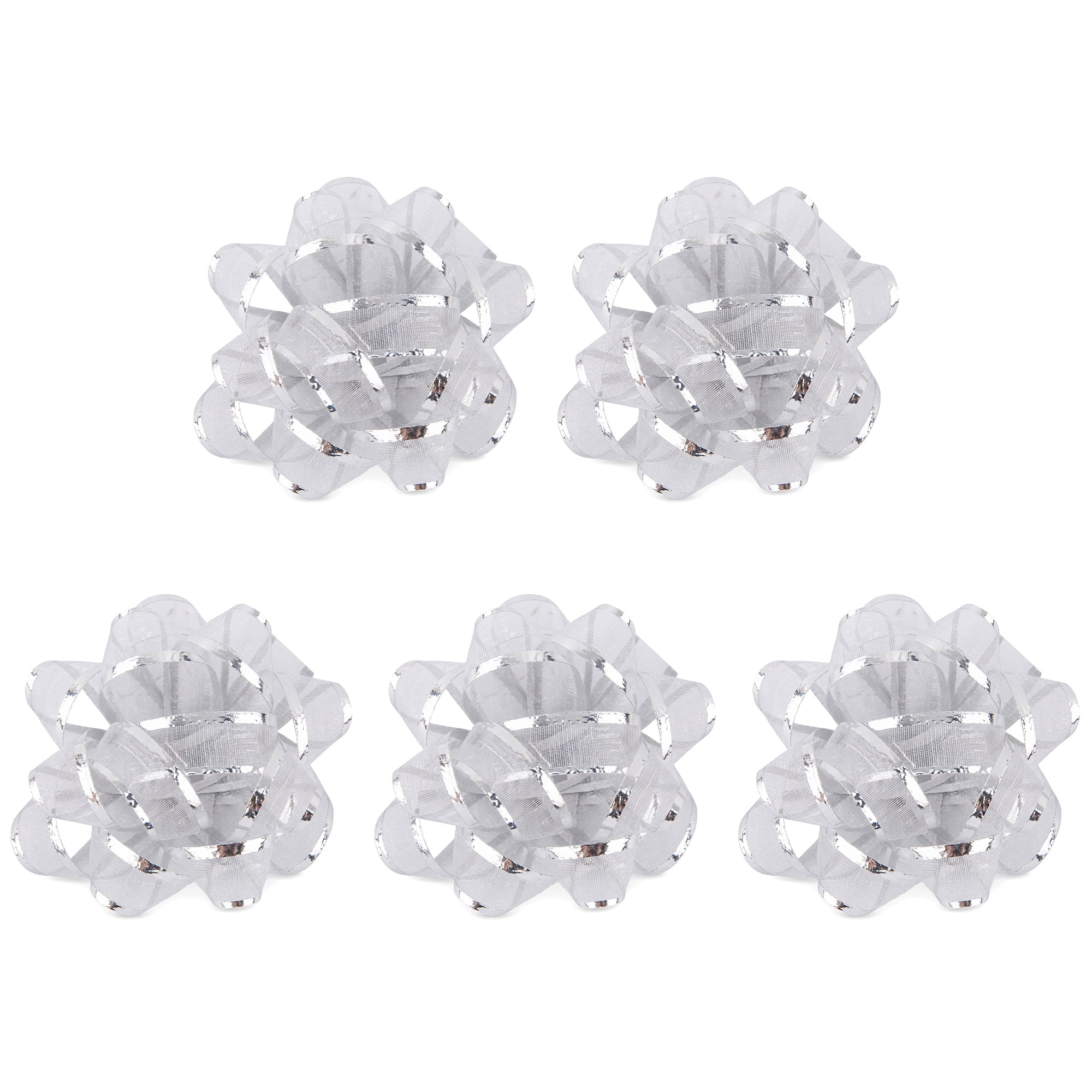 Unique Bargains Sheer Organza Gift Wrapping Bows for Weddings and Celebrations Silver