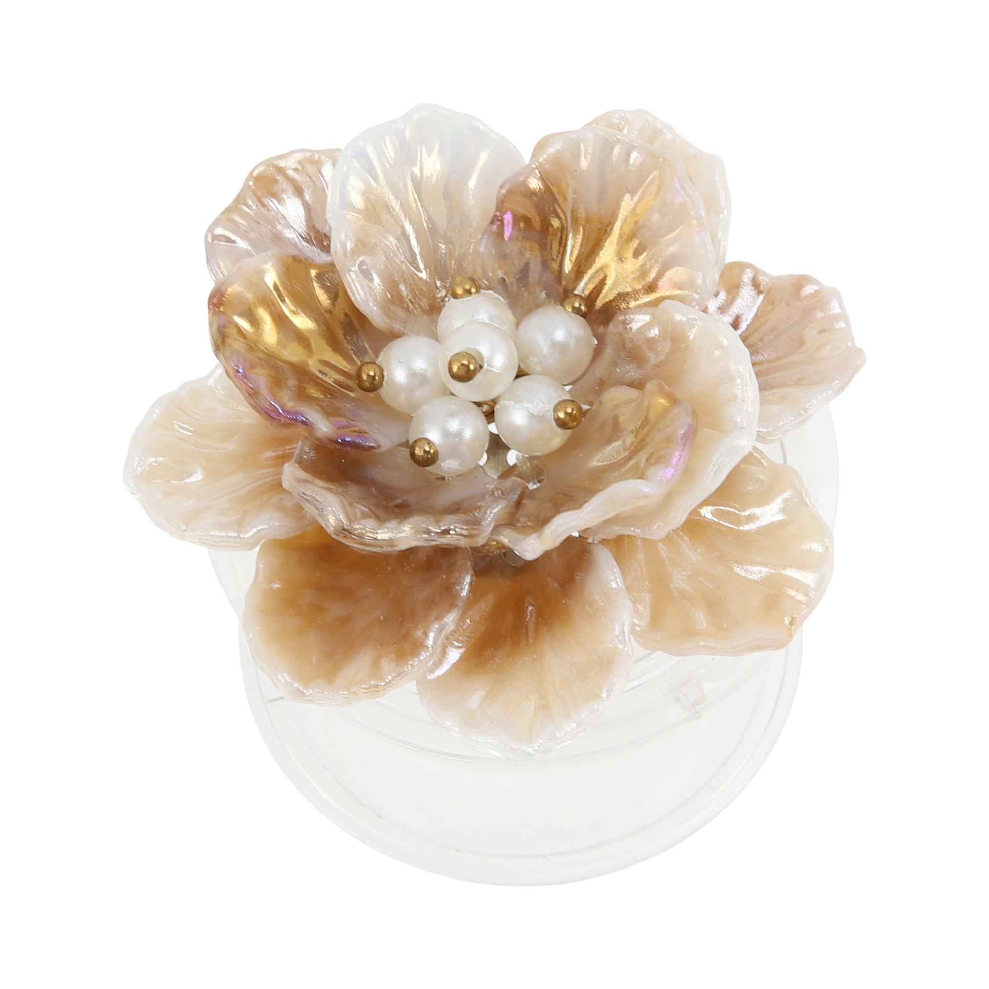 Unique Bargains Shell Flower Phone Grip 1 Pc Brown White