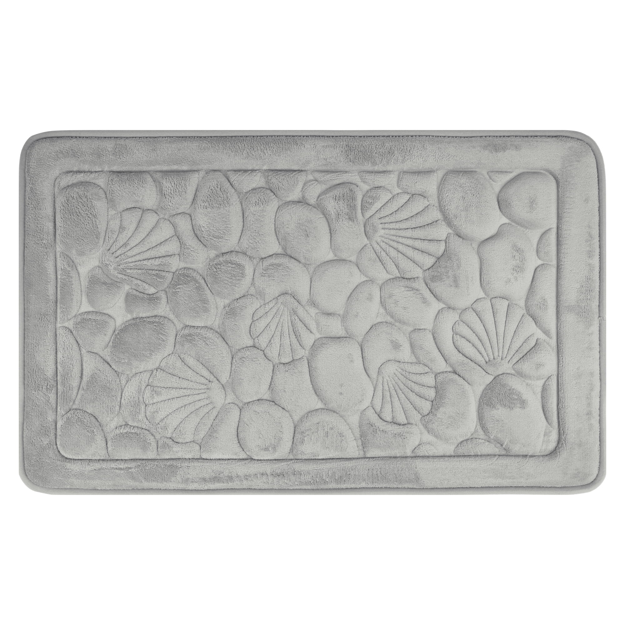Unique Bargains Shell Pattern Bath Mat Memory Foam Non-Slip Bath Rugs Grey 20" x 32"