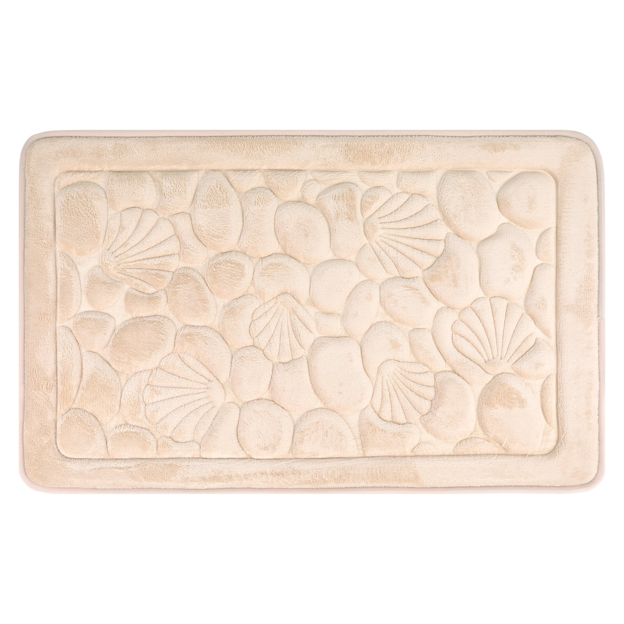 Unique Bargains Shell Pattern Bath Mat Memory Foam Non-Slip Bath Rugs Khaki 20" x 32"