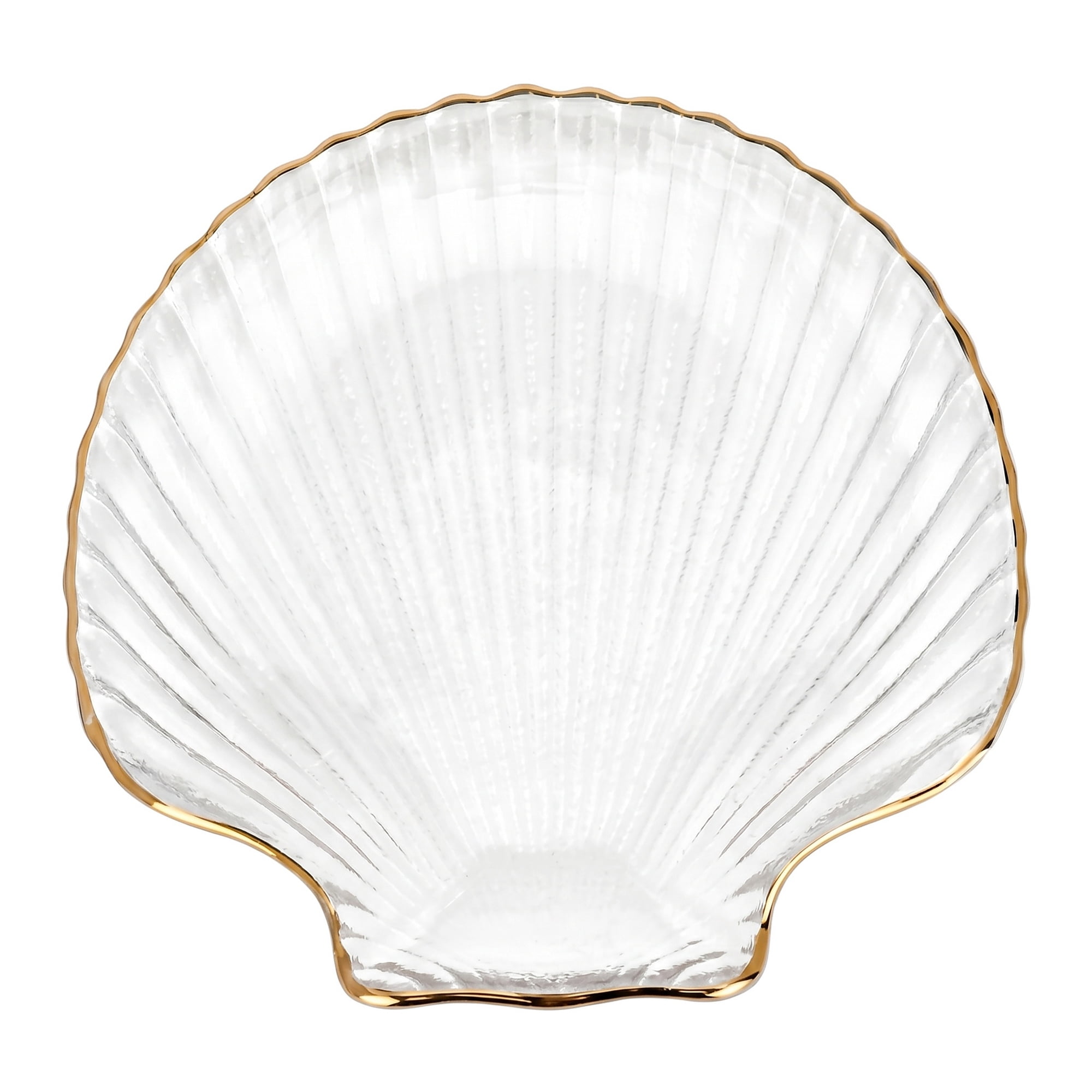 Unique Bargains Shell-Shaped Trinket Dish for Small Items Clear Gold 5.5"L x 5.3"W x 0.8"H