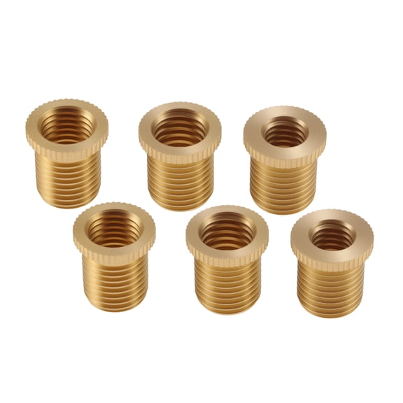 Unique Bargains Shift Knob Adapter Brass Shift Knob Thread Adapter for M8x1.25/M10x1.25/M10x1.5 mm Transmission for Universal Gold Tone 6 Pcs