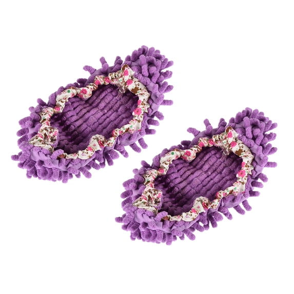 Unique Bargains Shoes Cover Multifunction Chenille Microfiber Mop Purple