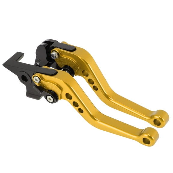 Unique Bargains Short Brake Clutch Levers for Yamaha MT-10/FZ-10 2017-2021 6 Position Adjustable Motorcycle Handlebar Brake Lever Aluminum Alloy Gold Tone 1 pair