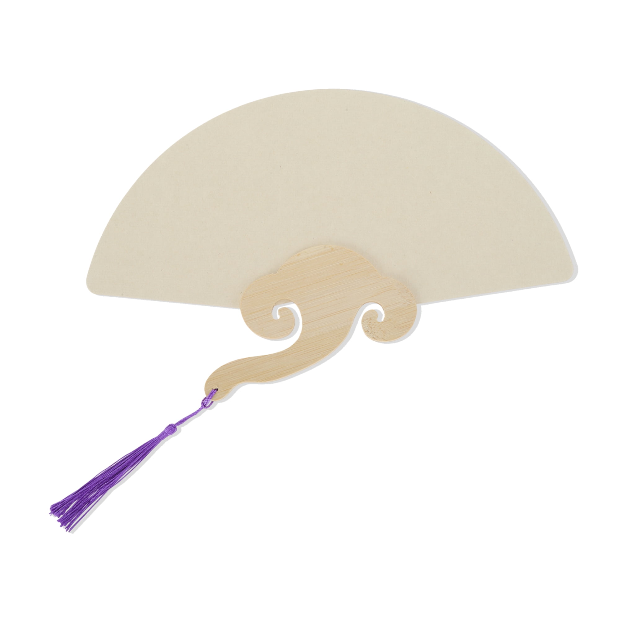 Unique Bargains Short Handle RoundShaped Folding Fan 1Pc Beige Short