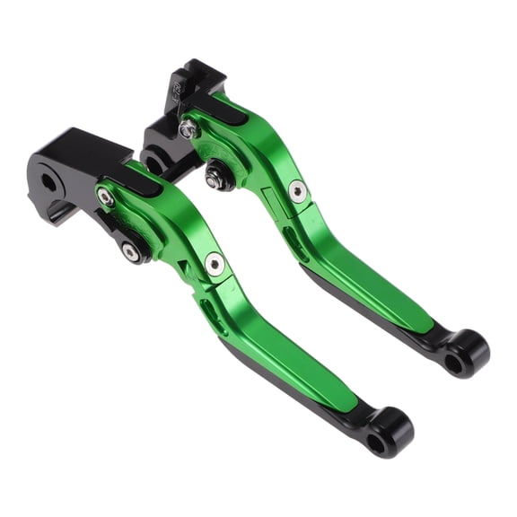Unique Bargains Short/Long Brake Clutch Levers for Kawasaki ZX6R 2019-2025 Adjustable Motorcycle Handlebar Brake Lever Aluminum Alloy Green Handle Black End 1 pair