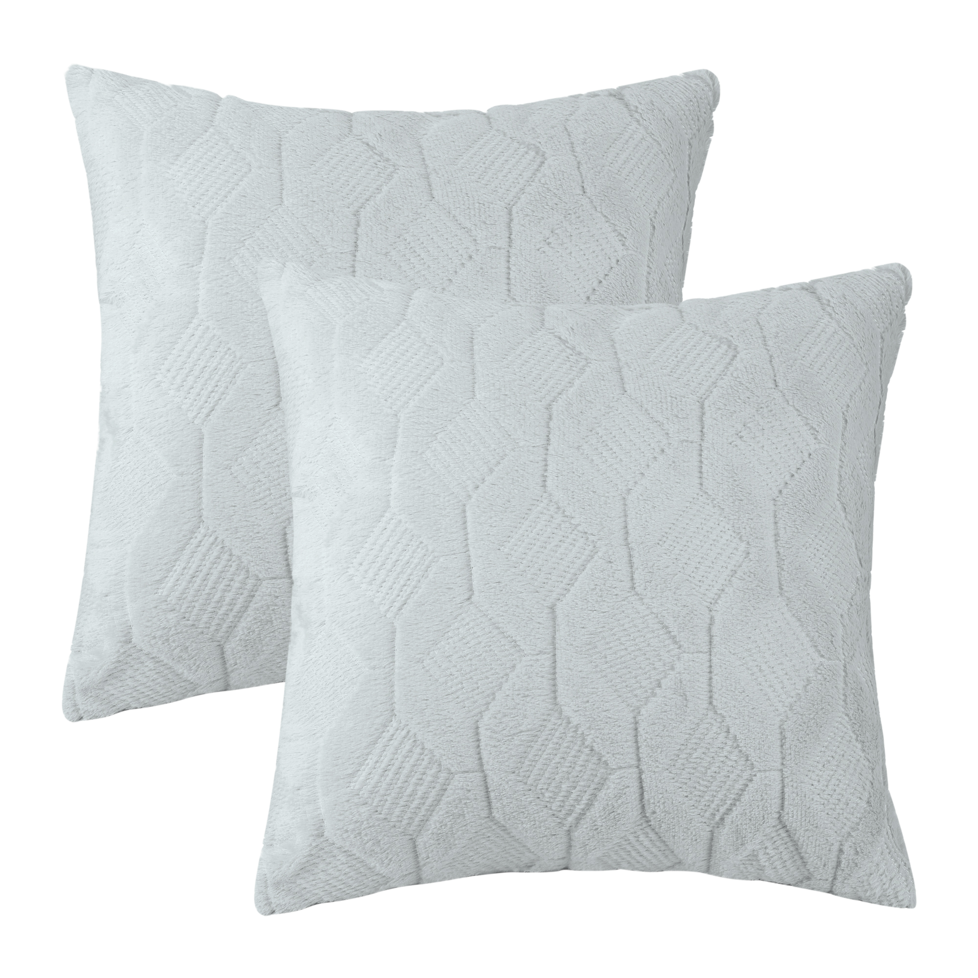 Unique Bargains Short Plush Solid Living Room Decorative Pillow Covers (2 Count) Gray 18" x 18"