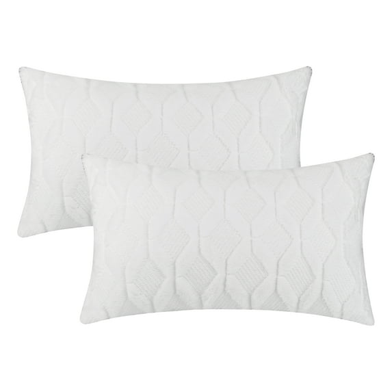 Unique Bargains Short Plush Solid Living Room Decorative Pillow Covers (2 Count) White 12" x 20"