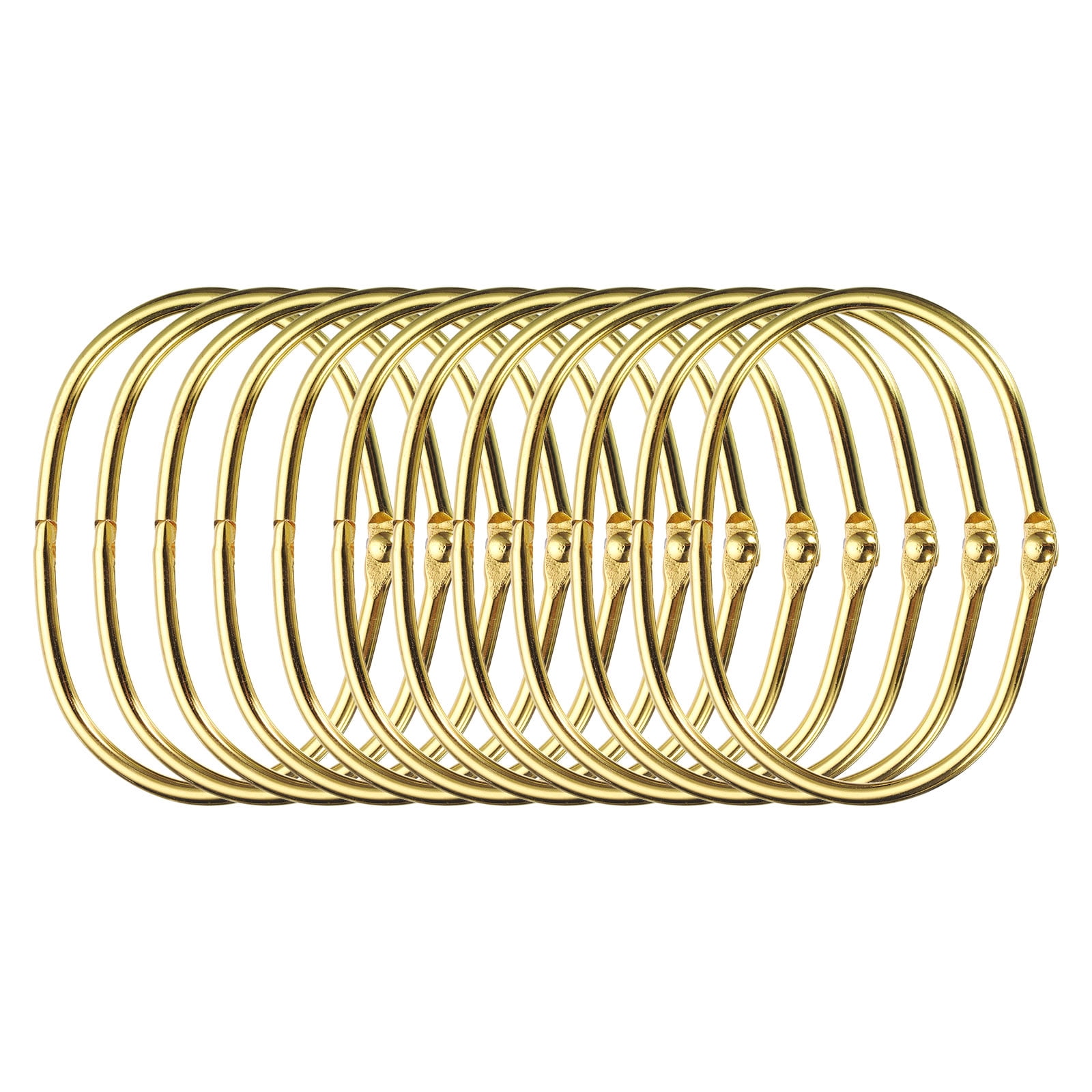 Unique Bargains Shower Curtain Rings Iron Oval Snap Hooks Glide for Shower Rods Gold