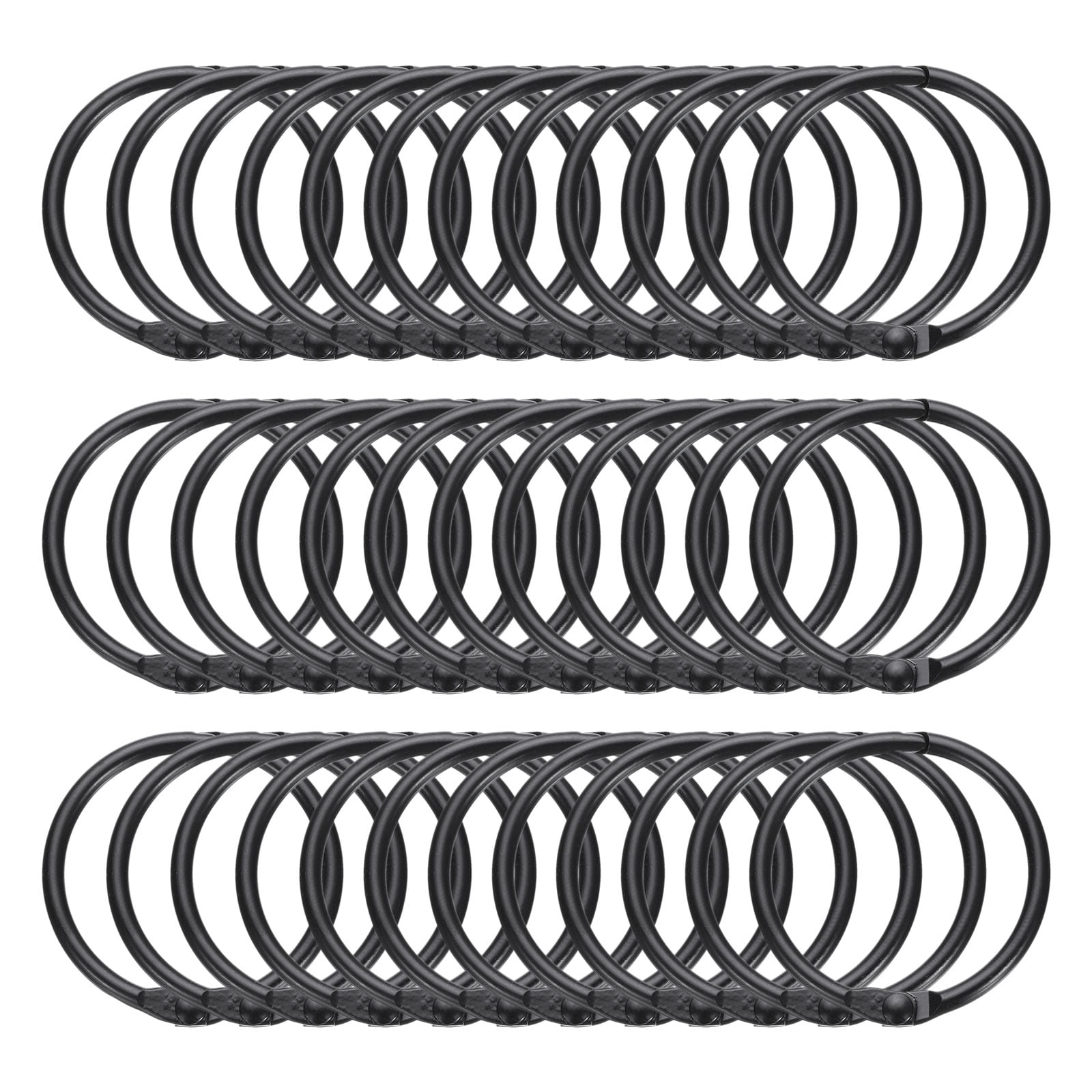 Unique Bargains Shower Curtain Rings Iron Round Snap Hooks Glide for Curtain Rods Black