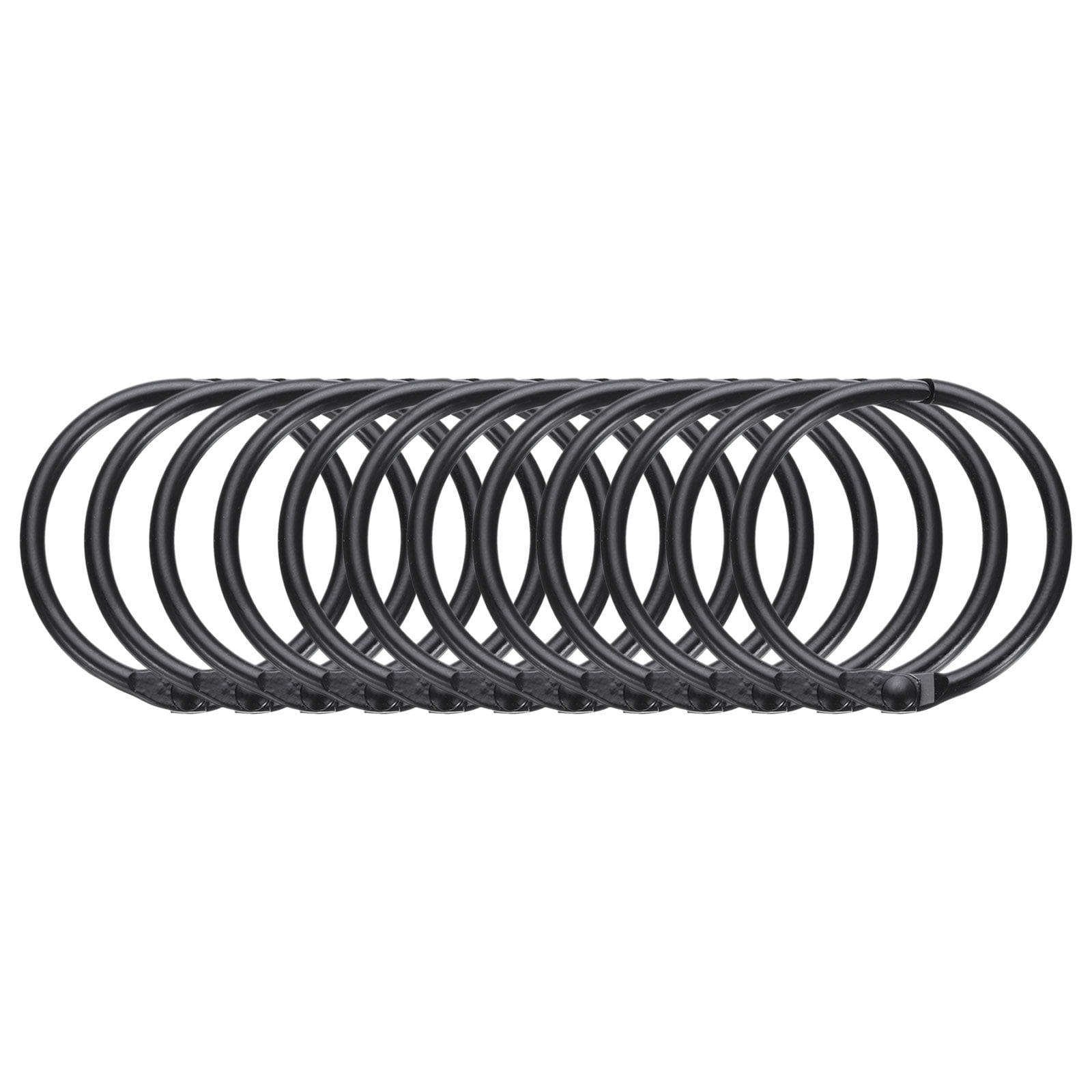 Unique Bargains Shower Curtain Rings Round Snap Hooks Glide for Shower Rods 1.3in Black
