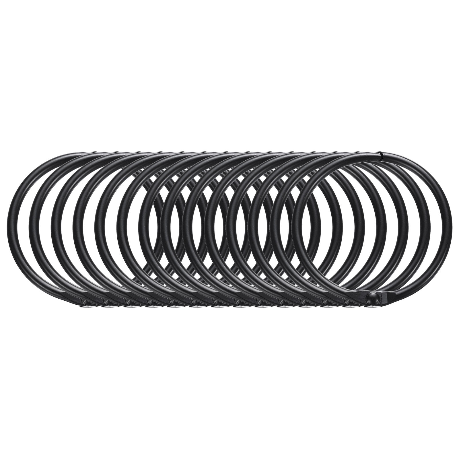 Unique Bargains Shower Curtain Rings Round Snap Hooks Glide for Shower Rods 1.5in Black