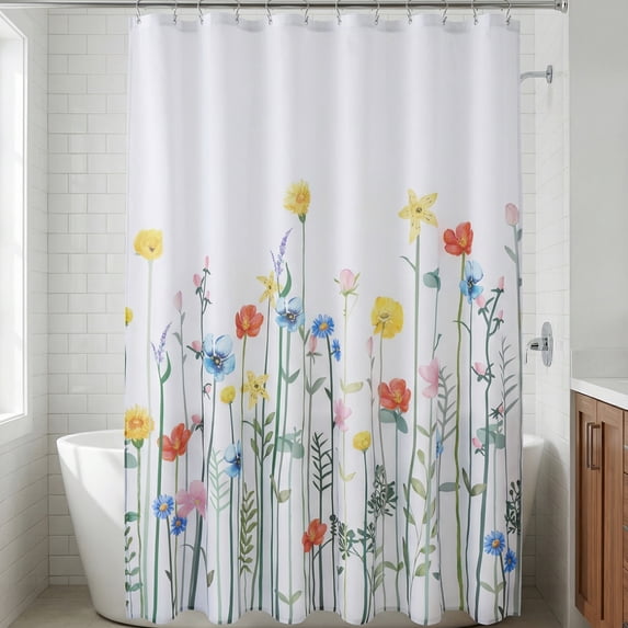 Unique Bargains Shower Curtain Waterproof Sets with Hooks Multicolor 71"W x 71"L