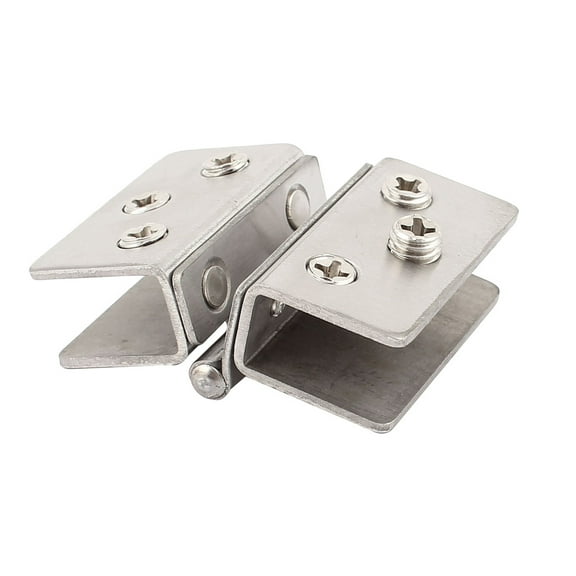 Unique Bargains Shower Door Stainless Steel Glass-to-Glass Clamp Clip Hinge for 8-12mm Glass