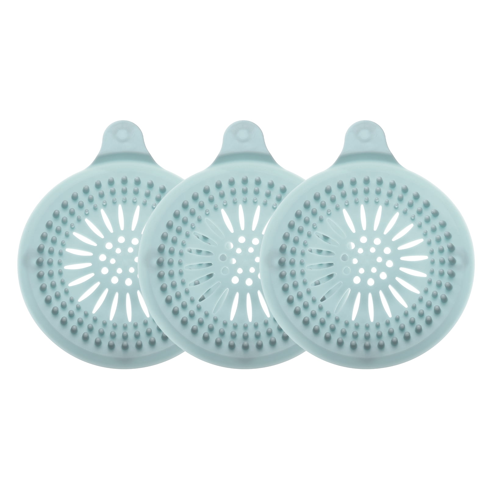 Unique Bargains Shower Drain Hair Catcher Round Cover with Anti-slip Point 5.5" Blue 3Pcs