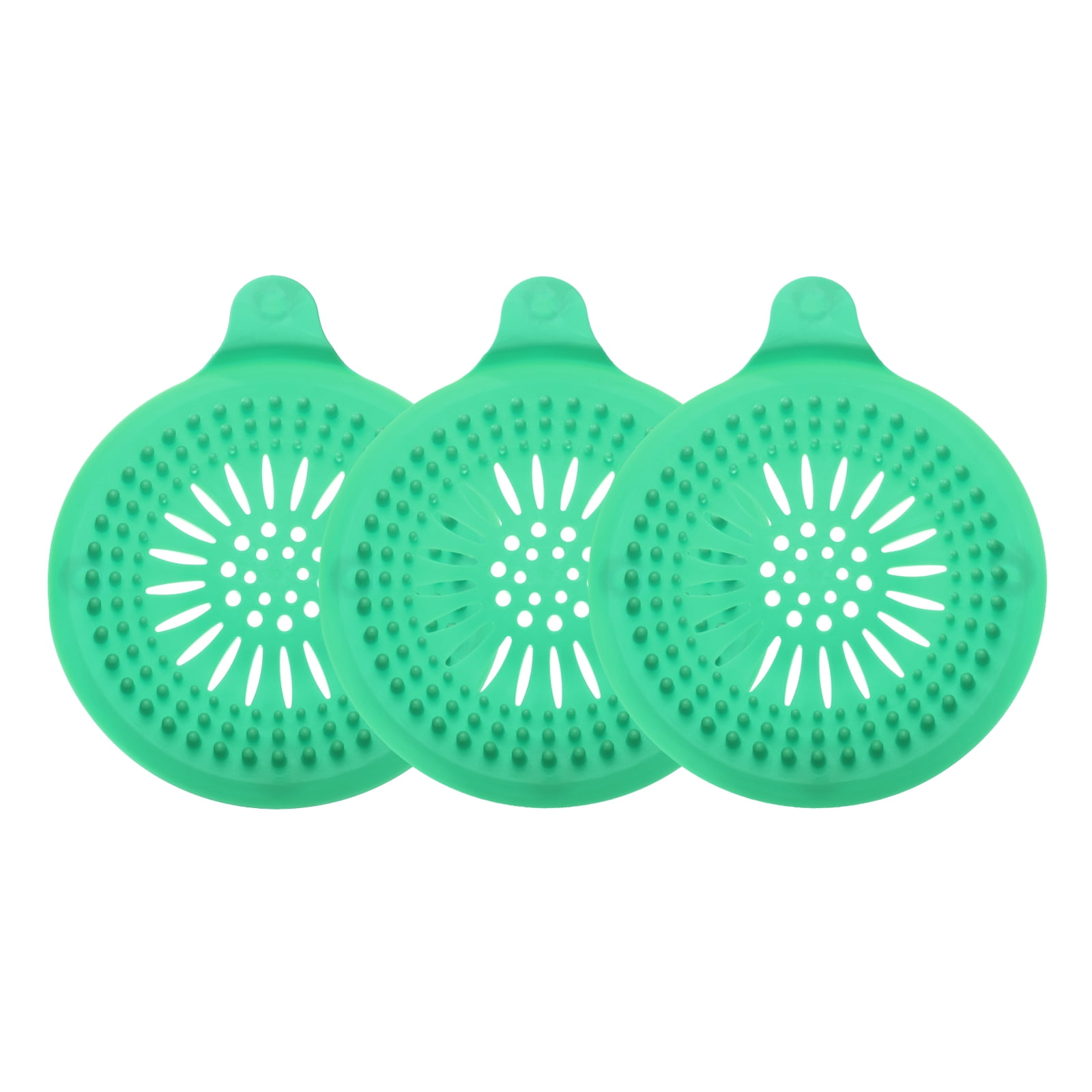 Unique Bargains Shower Drain Hair Catcher Round Cover with Anti-slip Point 5.5" Green 3Pcs