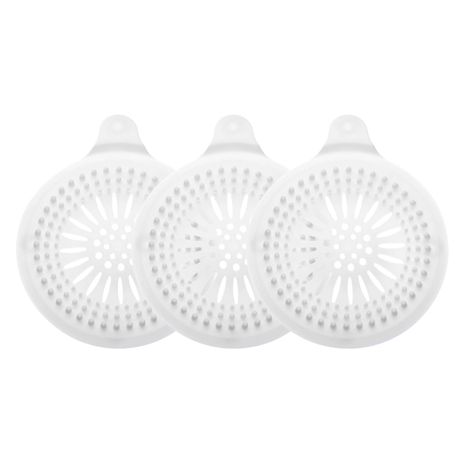 Unique Bargains Shower Drain Hair Catcher Round Cover with Anti-slip Point 5.5" White 3Pcs