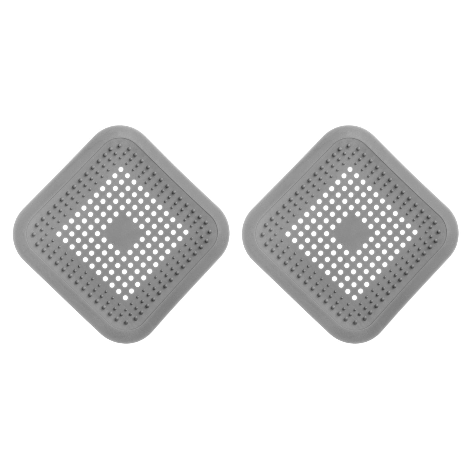 Unique Bargains Shower Drain Hair Catcher Silicone Hair Stopper 5.7" Grey 2Pcs