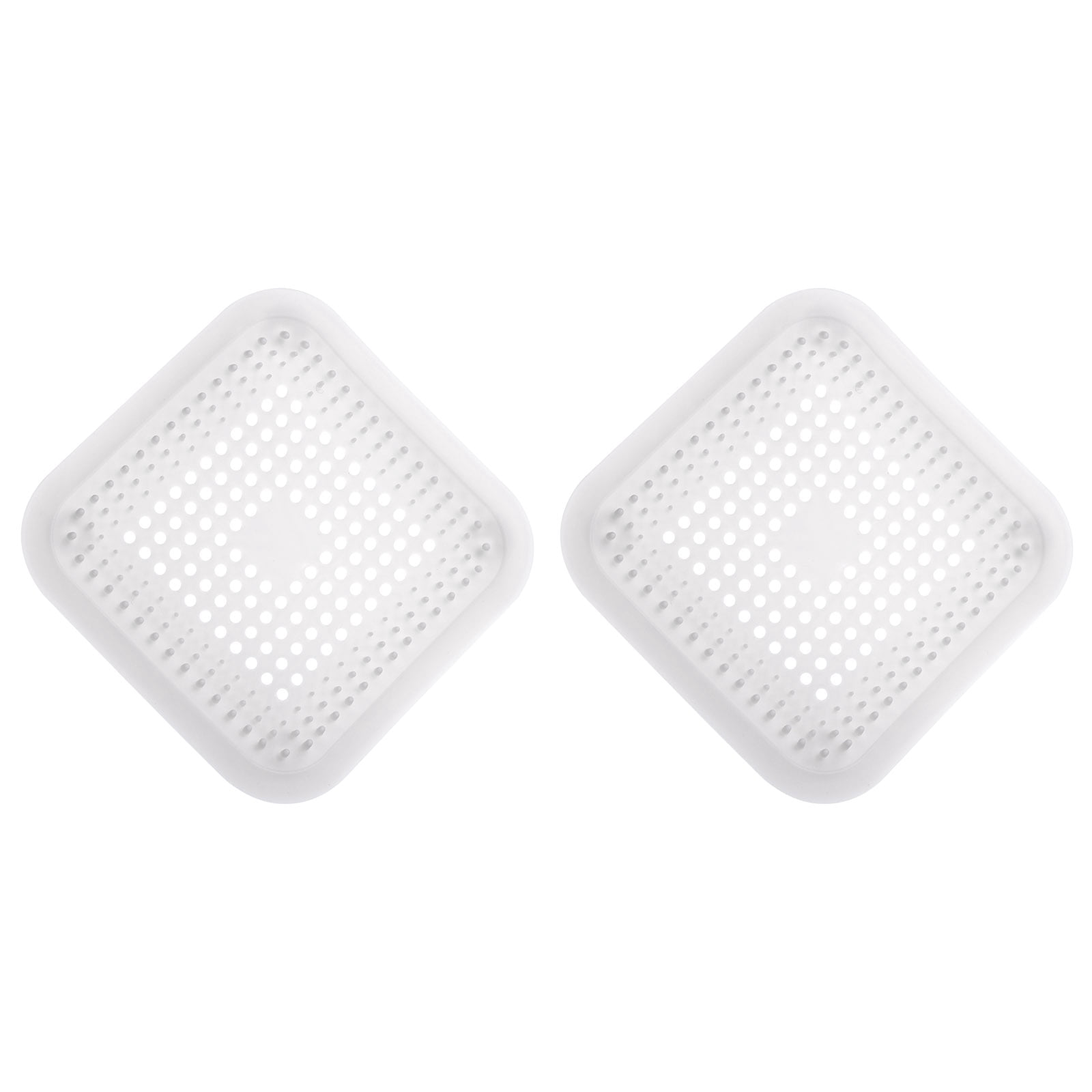 Unique Bargains Shower Drain Hair Catcher Silicone Hair Stopper 5.7" White 2Pcs