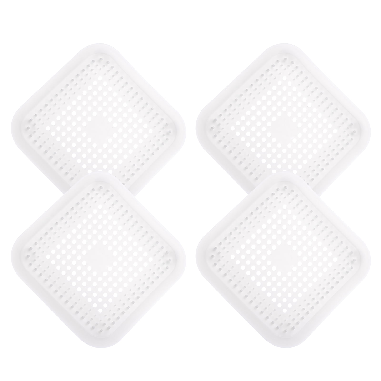 Unique Bargains Shower Drain Hair Catcher Silicone Hair Stopper 5.7" White 4Pcs