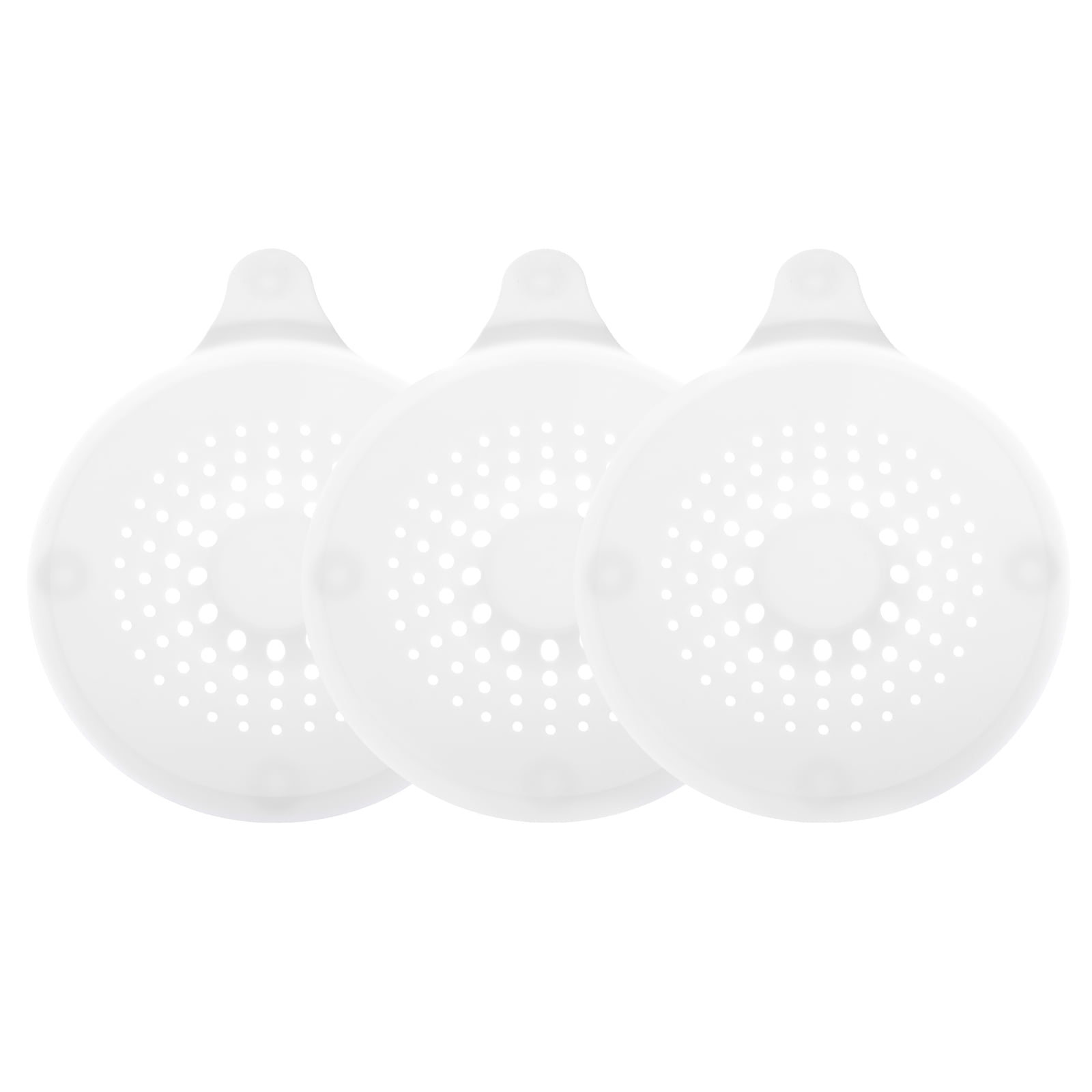 Unique Bargains Shower Drain Hair Catcher Silicone Round Stopper 5.5" Dia White 3Pcs