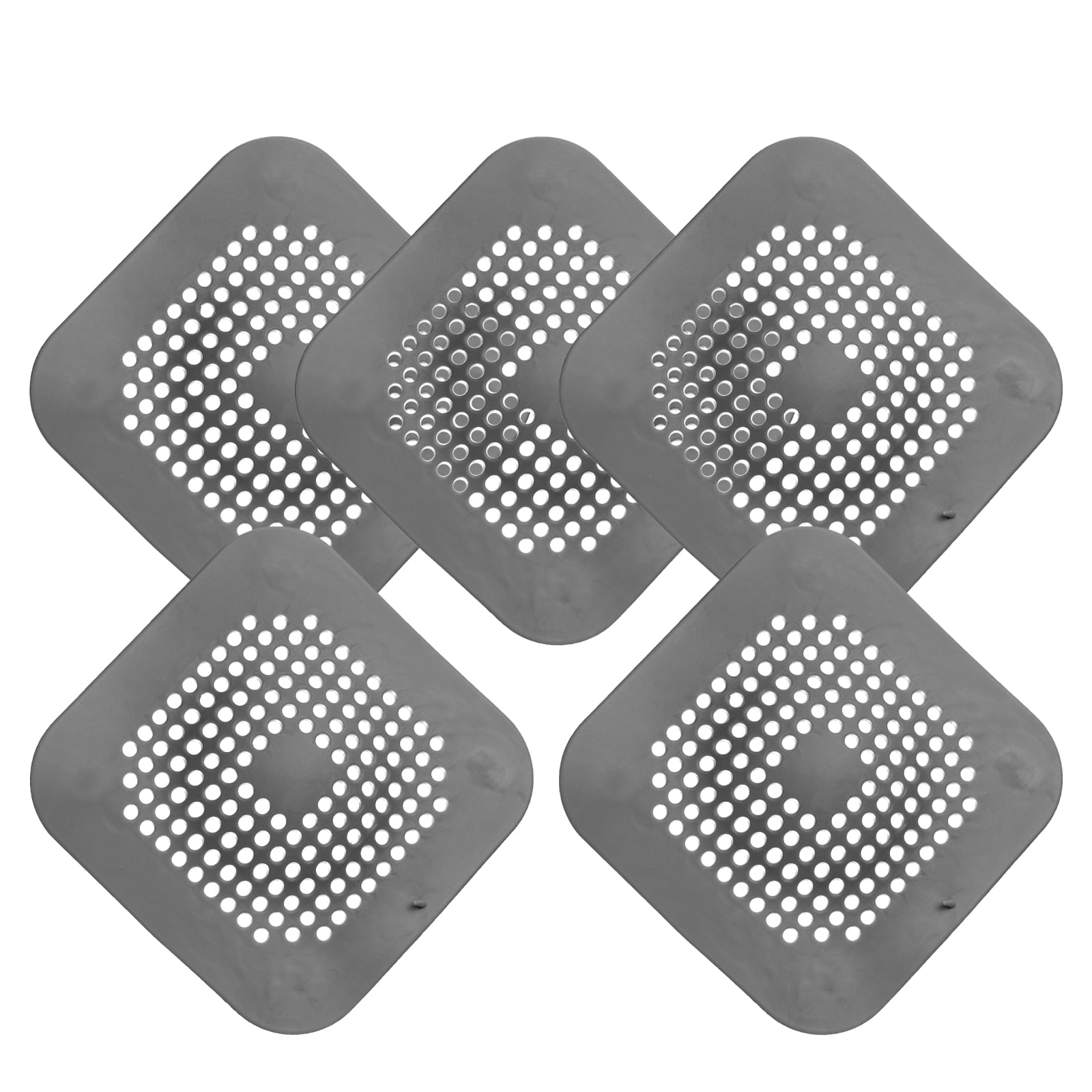 Unique Bargains Shower Drain Hair Catcher Silicone Strainer for Bathroom 5.7" Grey 5Pcs