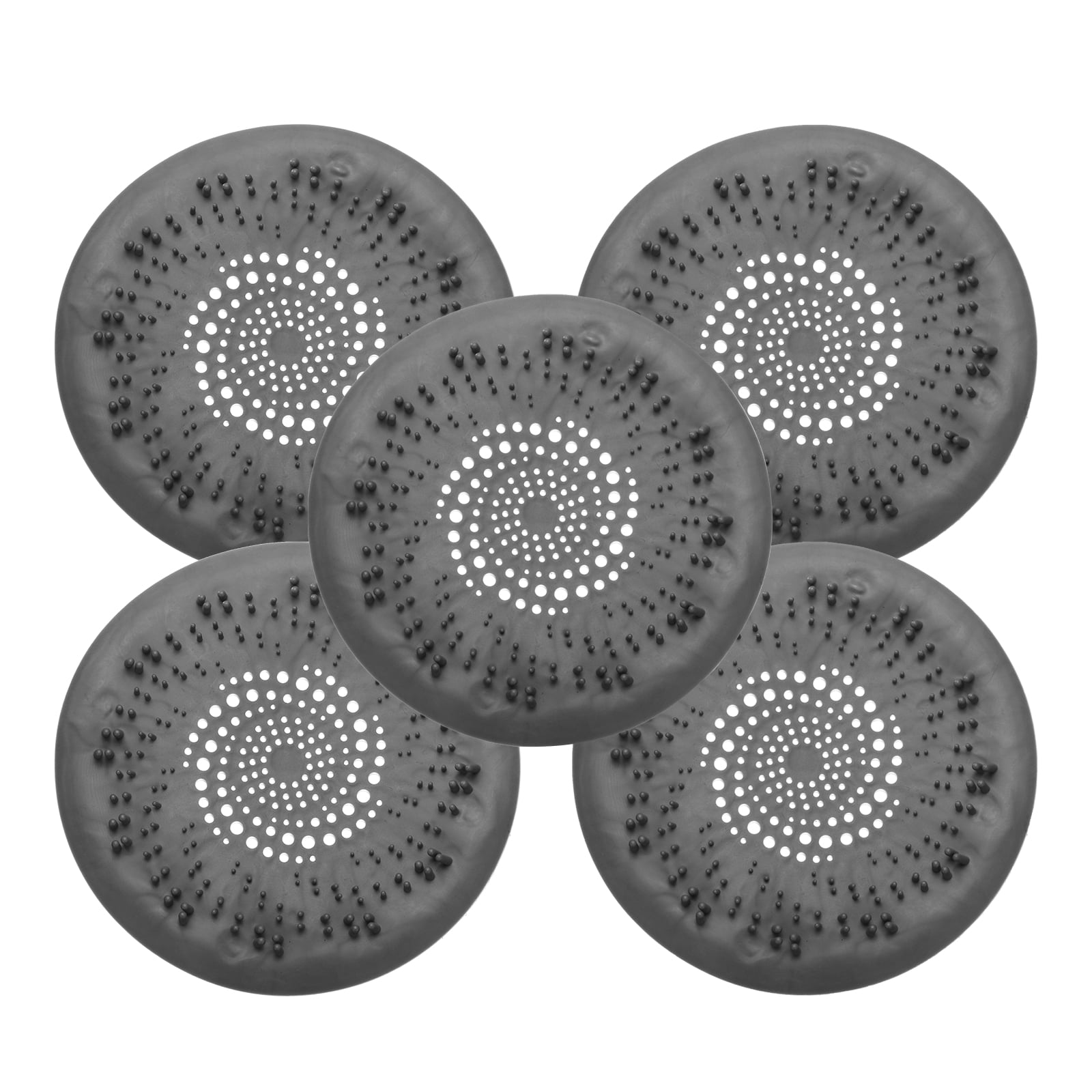 Unique Bargains Shower Drain Hair Catcher Silicone Strainer for Kitchen 5Pcs Grey