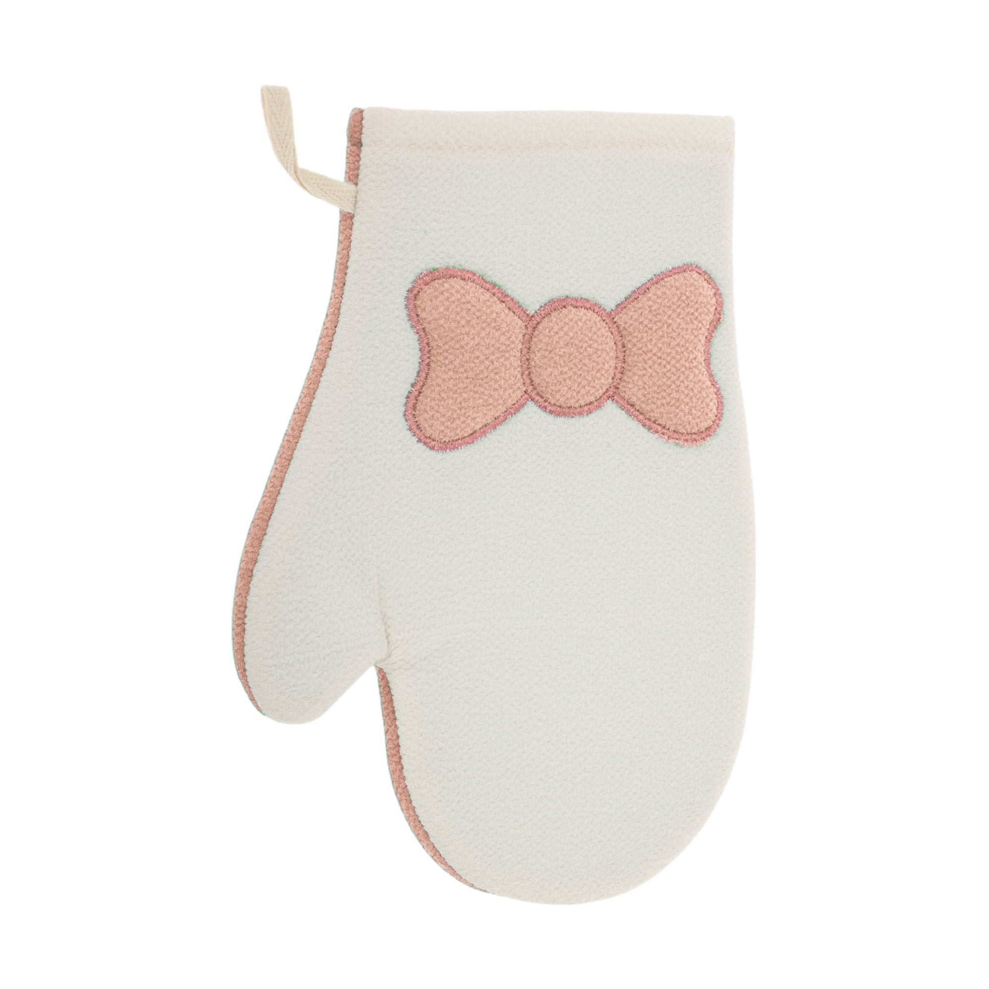 Unique Bargains Shower Gloves for Bathroom Use 8.66"x6.1" 1Pcs Rose Red, Beige