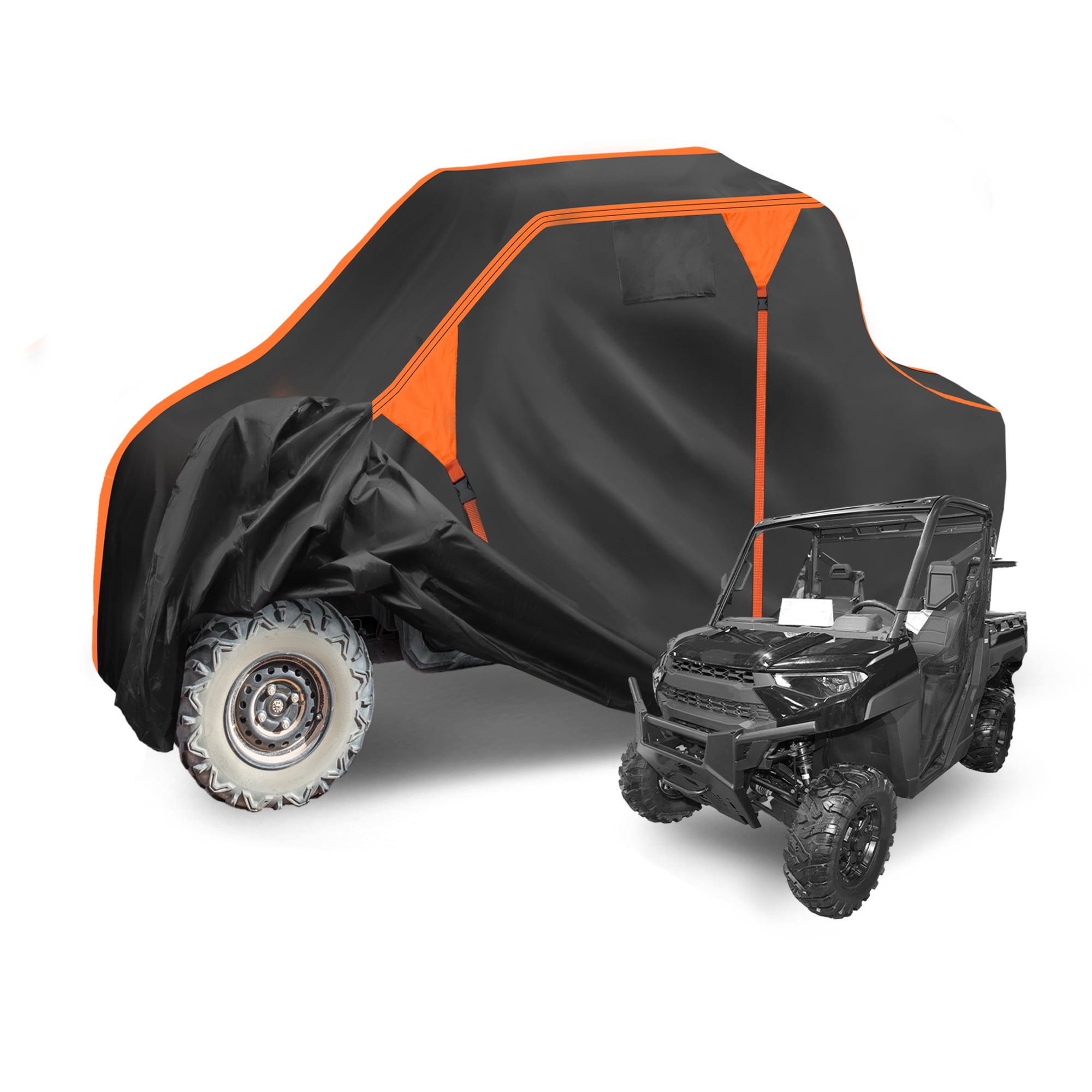 Unique Bargains Side by Side UTV Cover 210D-PU Black Orange for Ranger XP 1000