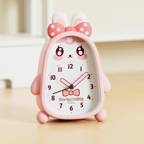 Unique Bargains Silent Non-Tick Mechanical Alarm Clock Pink Bow 4.1"L x 1.6"W x 5.5"H
