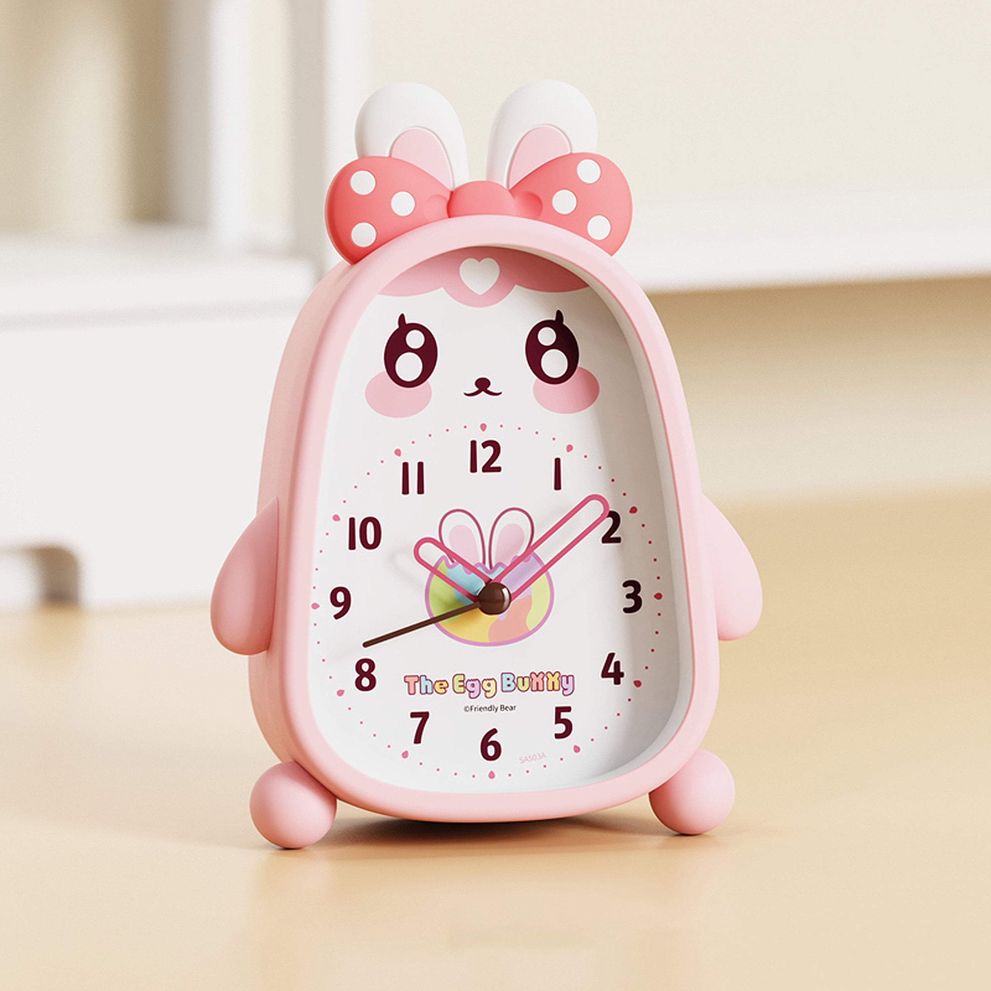 Unique Bargains Silent Non-Tick Mechanical Alarm Clock Pink Rabbit 4.1"L x 1.6"W x 5.5"H